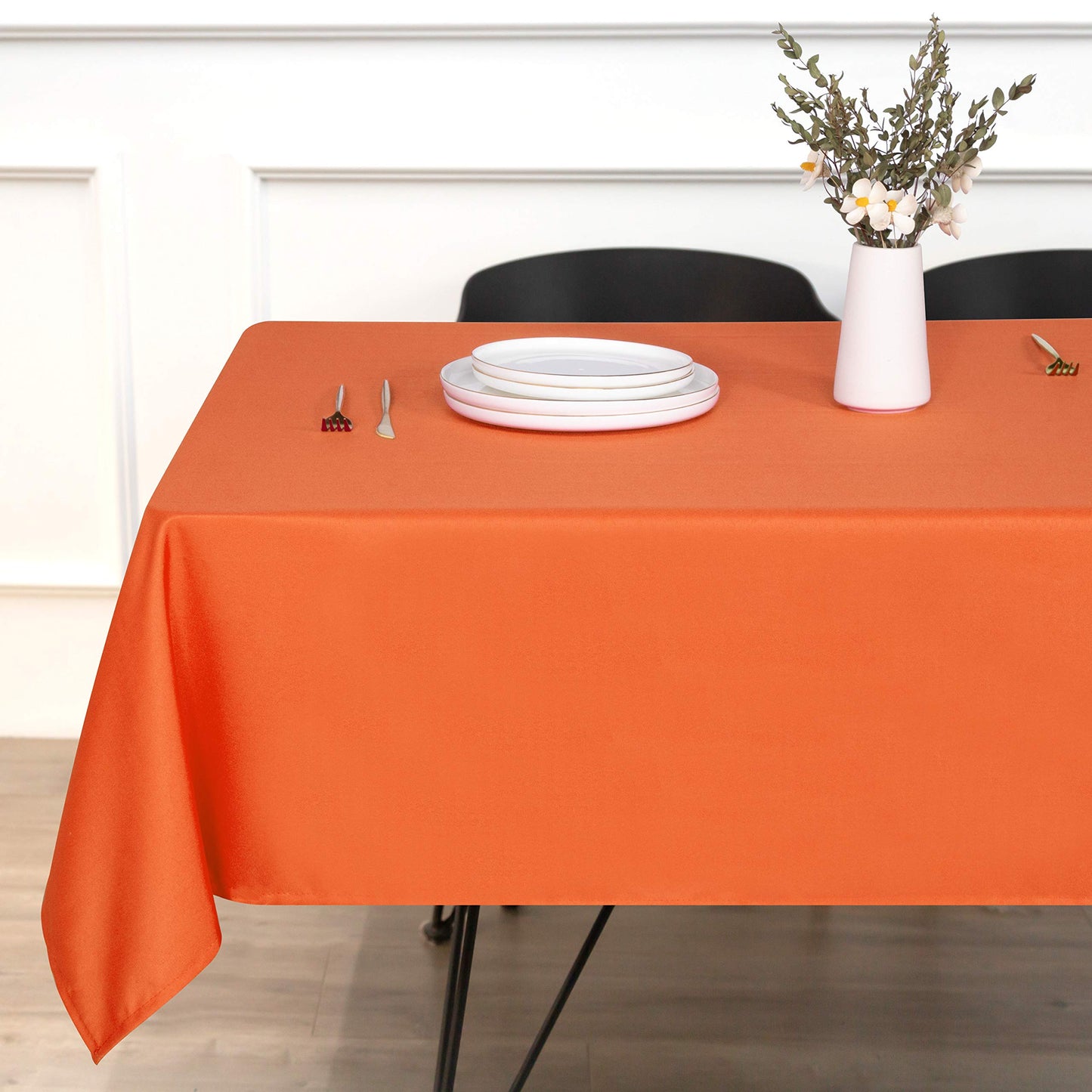 sancua Square Tablecloth - 54 x 54 Inch - Stain and Wrinkle Resistant Washable Polyester Table Cloth, Decorative Fabric Table Cover for Dining Table, Buffet Parties and Camping, Orange