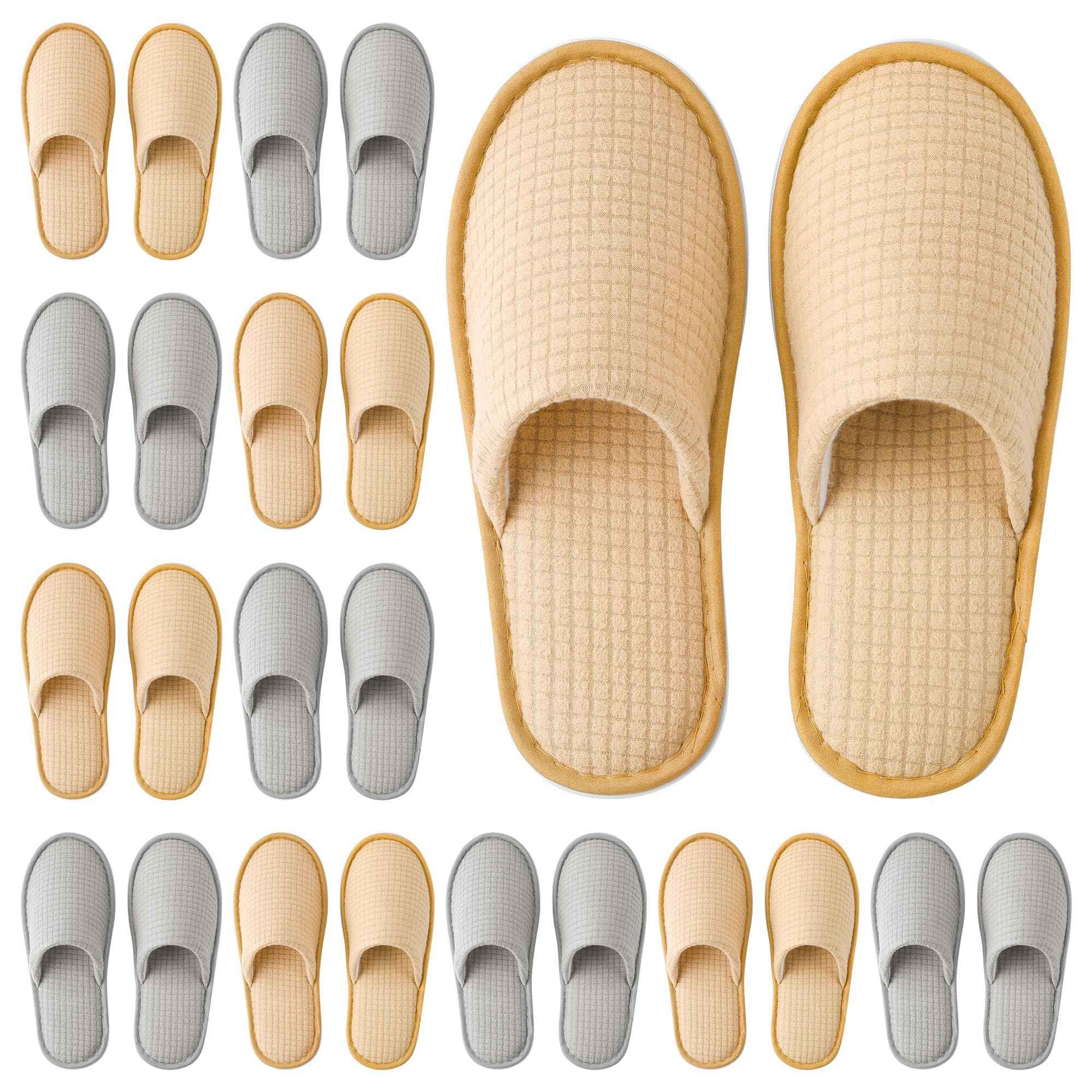 KUTTOR 12 Pairs Disposable Fleece Spa Slippers Closed-Toe Hotel House Guests Slippers Reusable Non-Slip for Shoeless Home Travel Spa Fits Men’s 10/Women’s 11