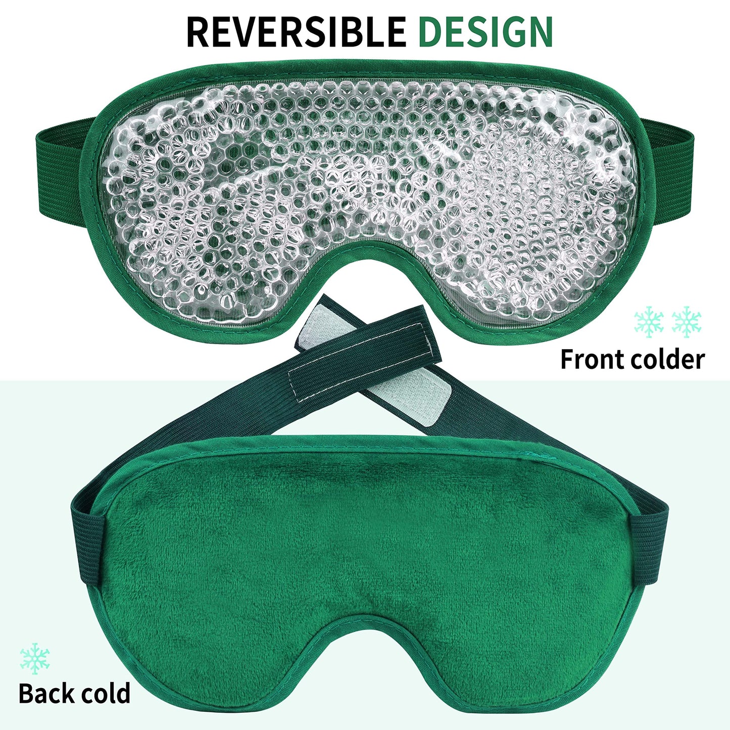 Cooling Eye Mask with Gel Bead, Reusable Cold Compress Ice Pack Sleeping Eye Cooling Pads for After Eyelid Surgery, Puffiness, Puffy Eyes, Headache, Migraine Relief(Dark Green)