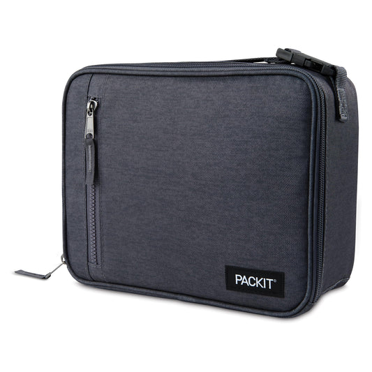 PackIt Freezable Classic Lunch Box, City Charcoal, Built with EcoFreeze® Technology, Collapsible, Reusable, Zip Closure With Front Pocket and Buckle Handle, For Work Lunch