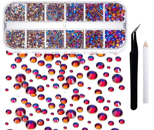 Nail Rhinestone Mix Size Color Clear Crystal Glass Rhinestones Non HotFix Flatback Rhinestones Decorations DIY Glitter Stones Nail Gems 3D Nail Art Accessories (016)