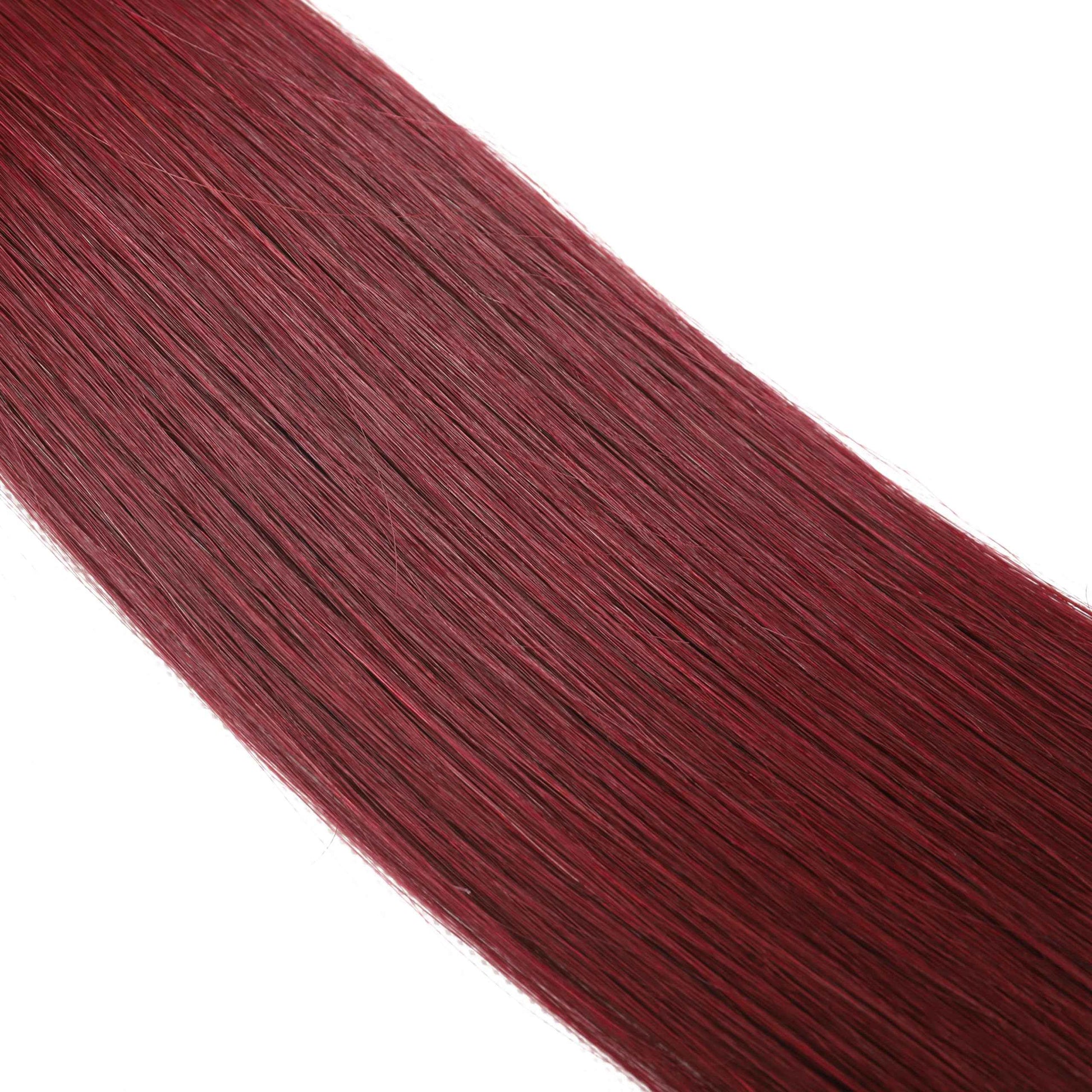 QingChang Genius Weft Hair Extensions human hair for Salon Professionals, Cuticle Intact One Donor Hair, New Hand Tied Weft Sew in Hair Extensions, #99J Burgundy 14" 40g