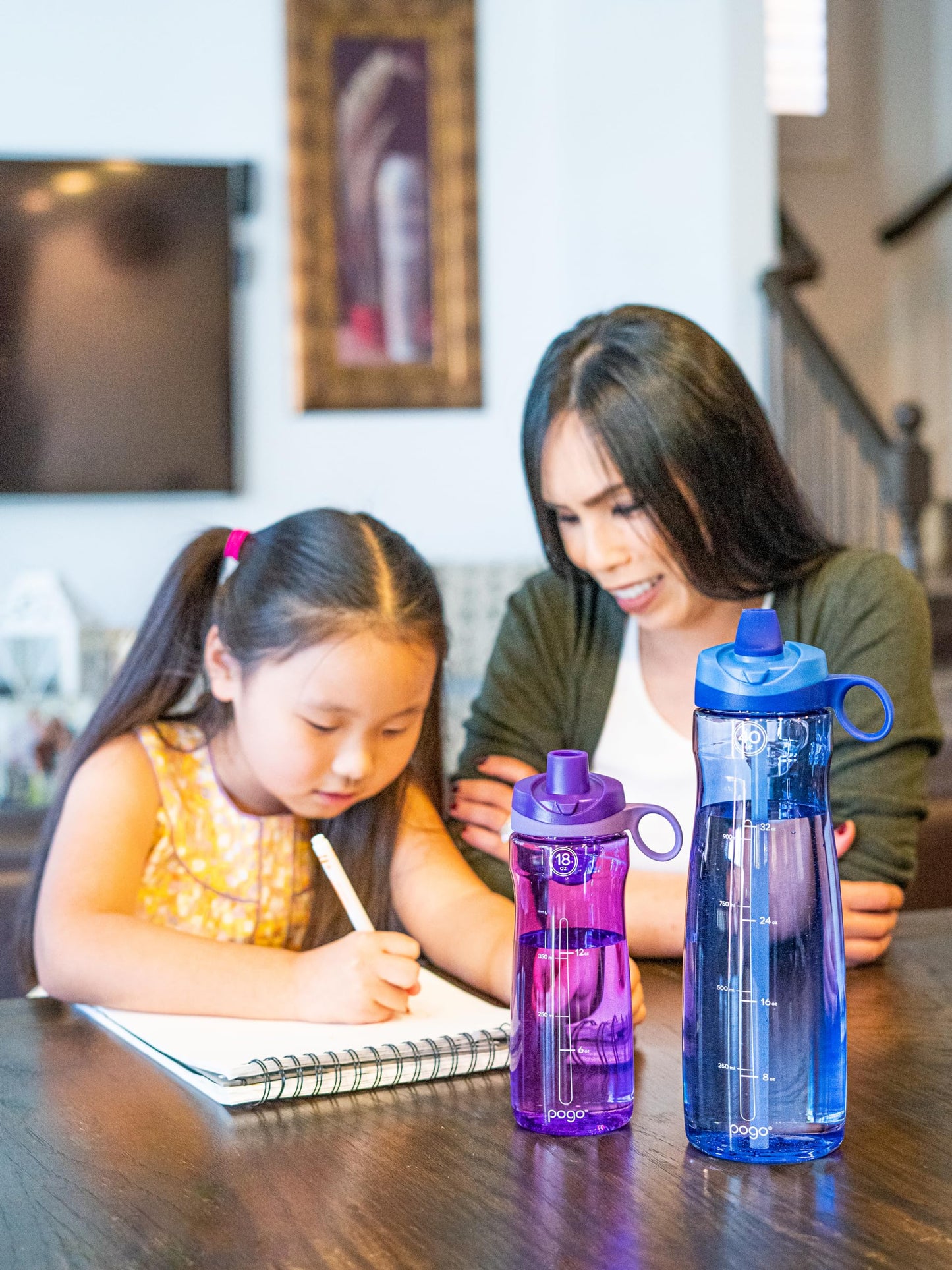 Pogo BPA-Free Tritan Plastic Water Bottle with Soft Straw, 40 Oz, Blue