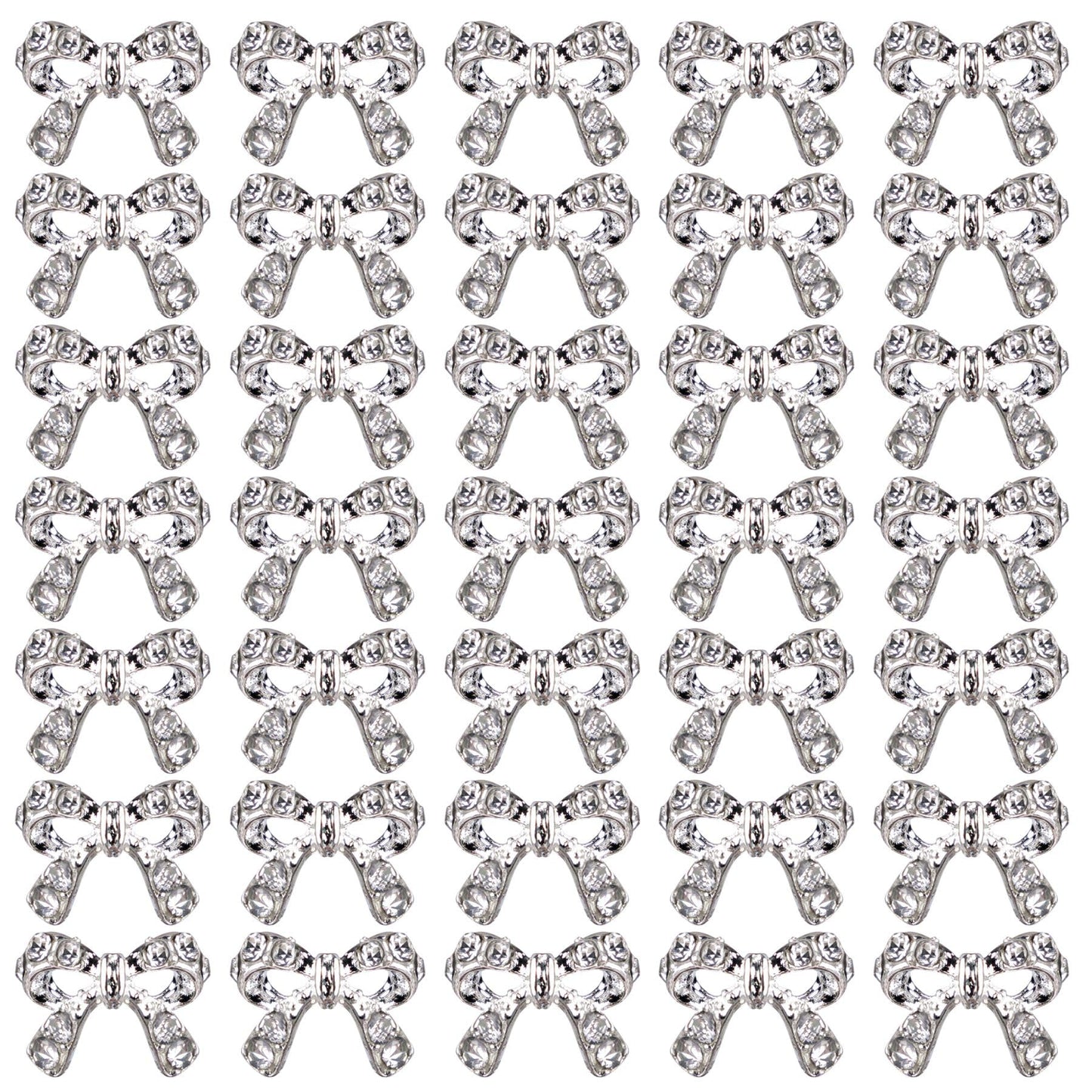 AUEAR, 40 Pack Nail Art Charms Bow Tie Rhinestones Crystal Ornaments Decals DIY Decoration for Nail Art Design Jewelry Craft