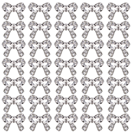 AUEAR, 40 Pack Nail Art Charms Bow Tie Rhinestones Crystal Ornaments Decals DIY Decoration for Nail Art Design Jewelry Craft