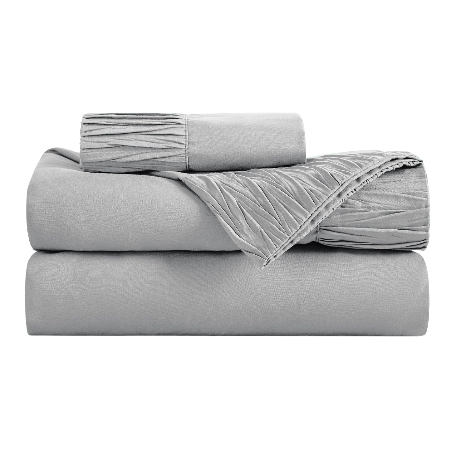 Bedsure Twin Sheets Set - Soft Twin Bed Sheets, 3 Pieces Hotel Luxury Grey Sheets Twin, Easy Care Polyester Microfiber Cooling Bed Sheet Set