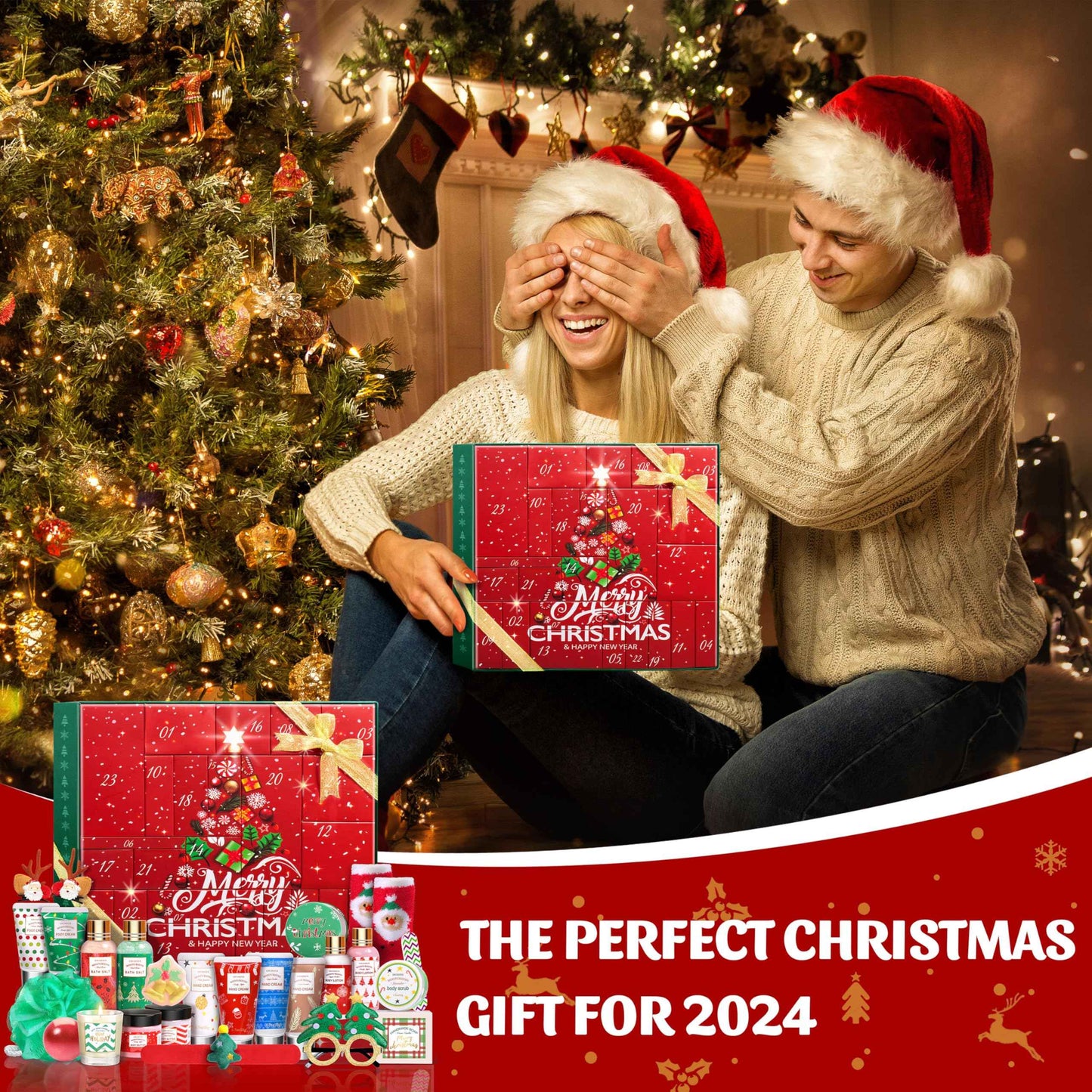 LUCOTIYA Advent Calendar 2025-24 Days of Beauty Advent Calendar, Bath and Body Gifts Sets for Women, Christmas Gifts Baskets for Women, Skincare Beauty Gift Baskets