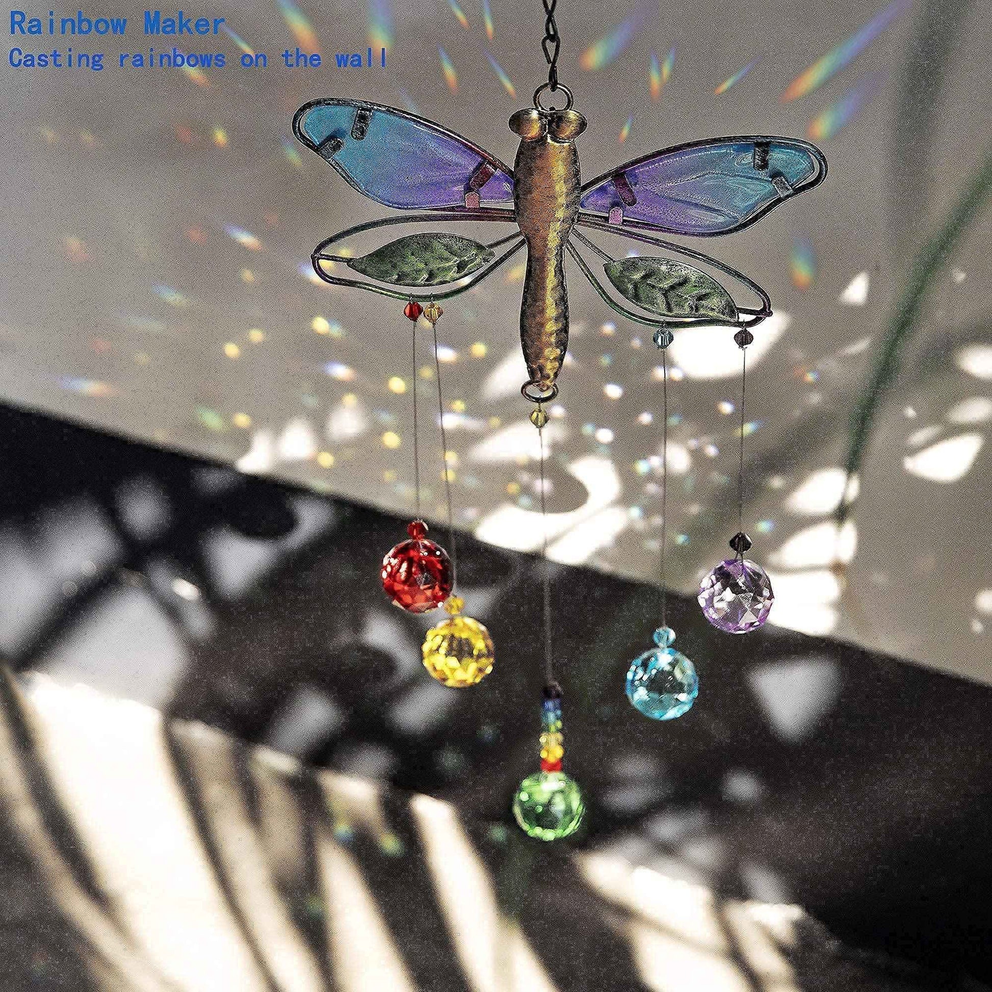 Dragonfly Glass Perfume Bottle and Hanging Crystal Suncatcher Pendant3