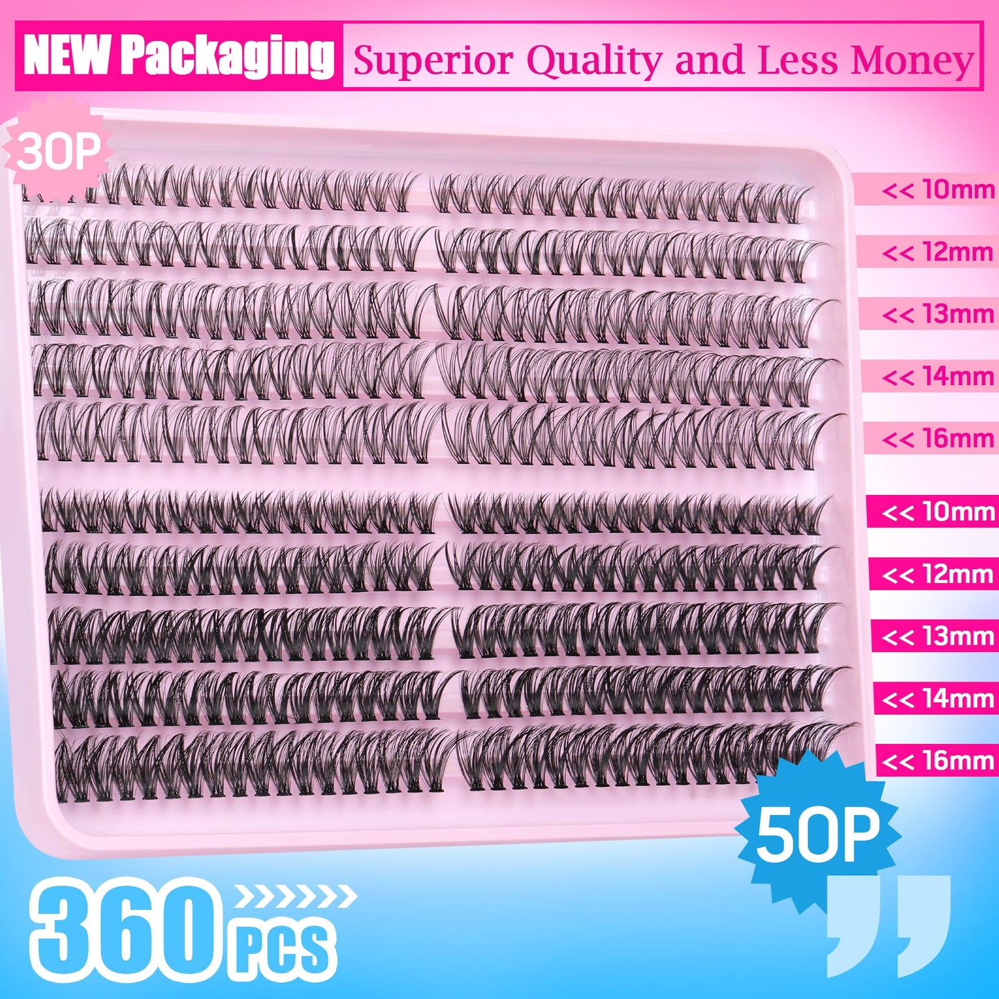 Cluster Lashes Individual Lash Extensions 360Pcs Eyelash Extension D Curl Lash Clusters 30D/40D Cluster Lashes by TNFVLONEINS (30D+40D-D-0.07)