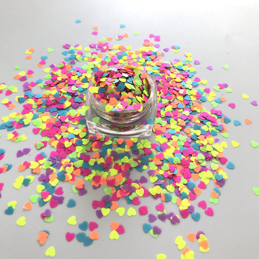 PrettyG 10 Grams/Pack -3mm Mixes Heart Shape Glitter Sequins - Festival Rave Beauty Makeup Face Body Nail Art Decoration Y