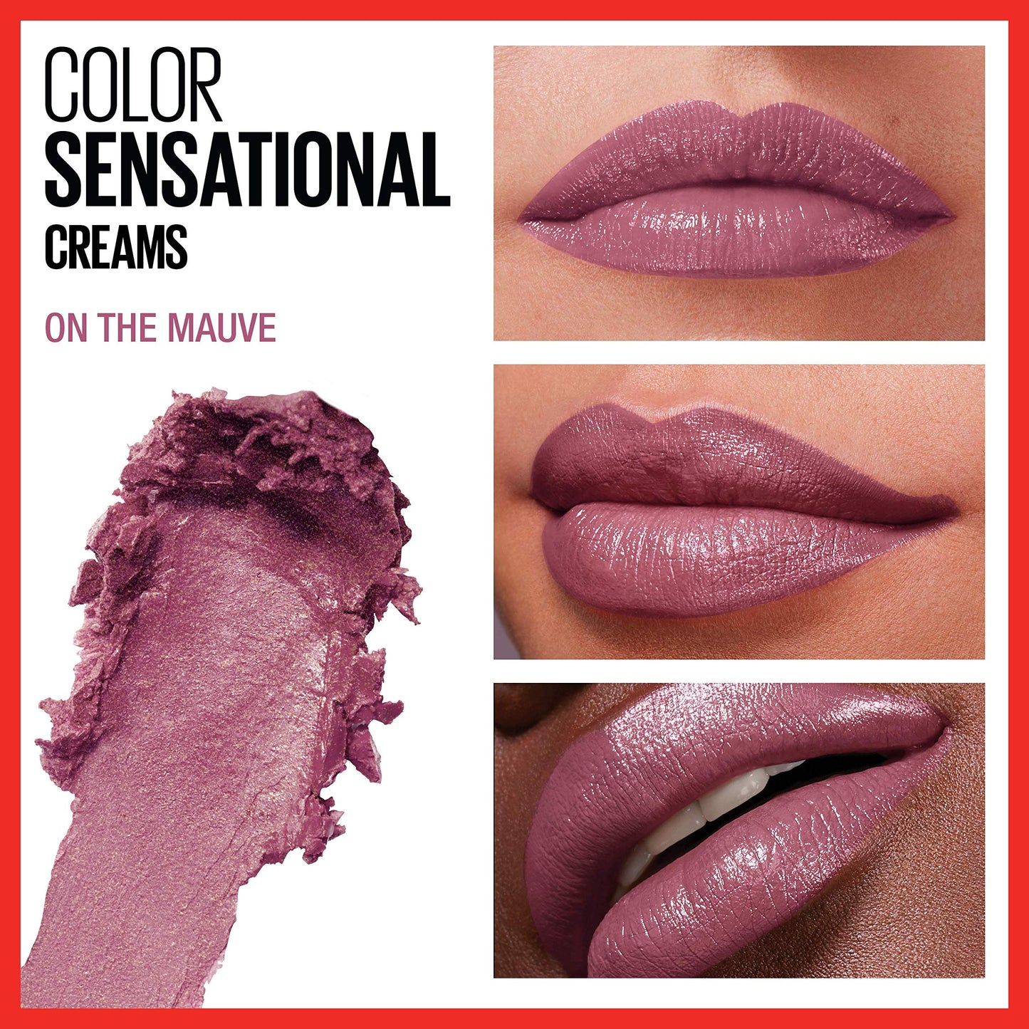 Maybelline Color Sensational Lipstick, Lip Makeup, Cream Finish, Hydrating Lipstick, On The Mauve, Mauve ,1 Count