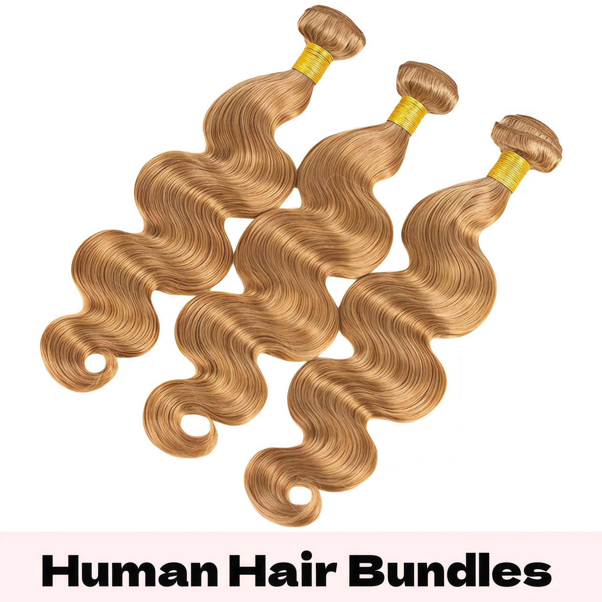 KODRHAR Honey Bundles Brown Human Hair Body Wave 10 12 14 Inch Body Wave Human Hair Weave 3 Bundles Silky Hair Bundles Brazilian 3 Bundles Human Hair Extensions for Women Deals 27 Color Bundles