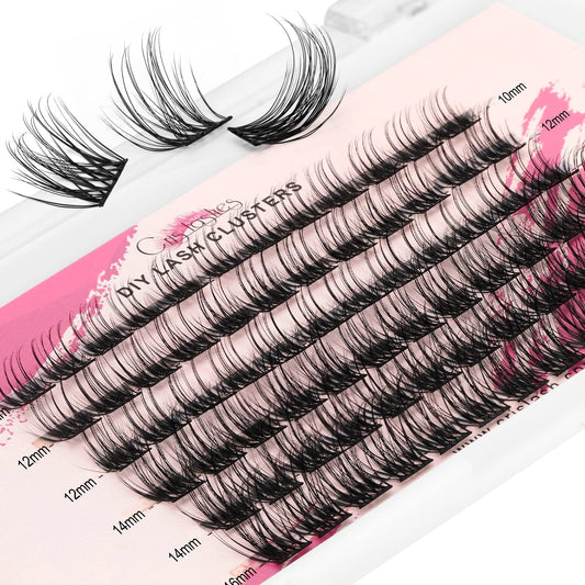 Lash Clusters, DIY Eyelash Extension 72 Pcs, 10-12-14-16mm Mix D Curl Cluster Lashes, Reusable Individual Lashes Cluster at Home (F21 MIX 10-16mm)