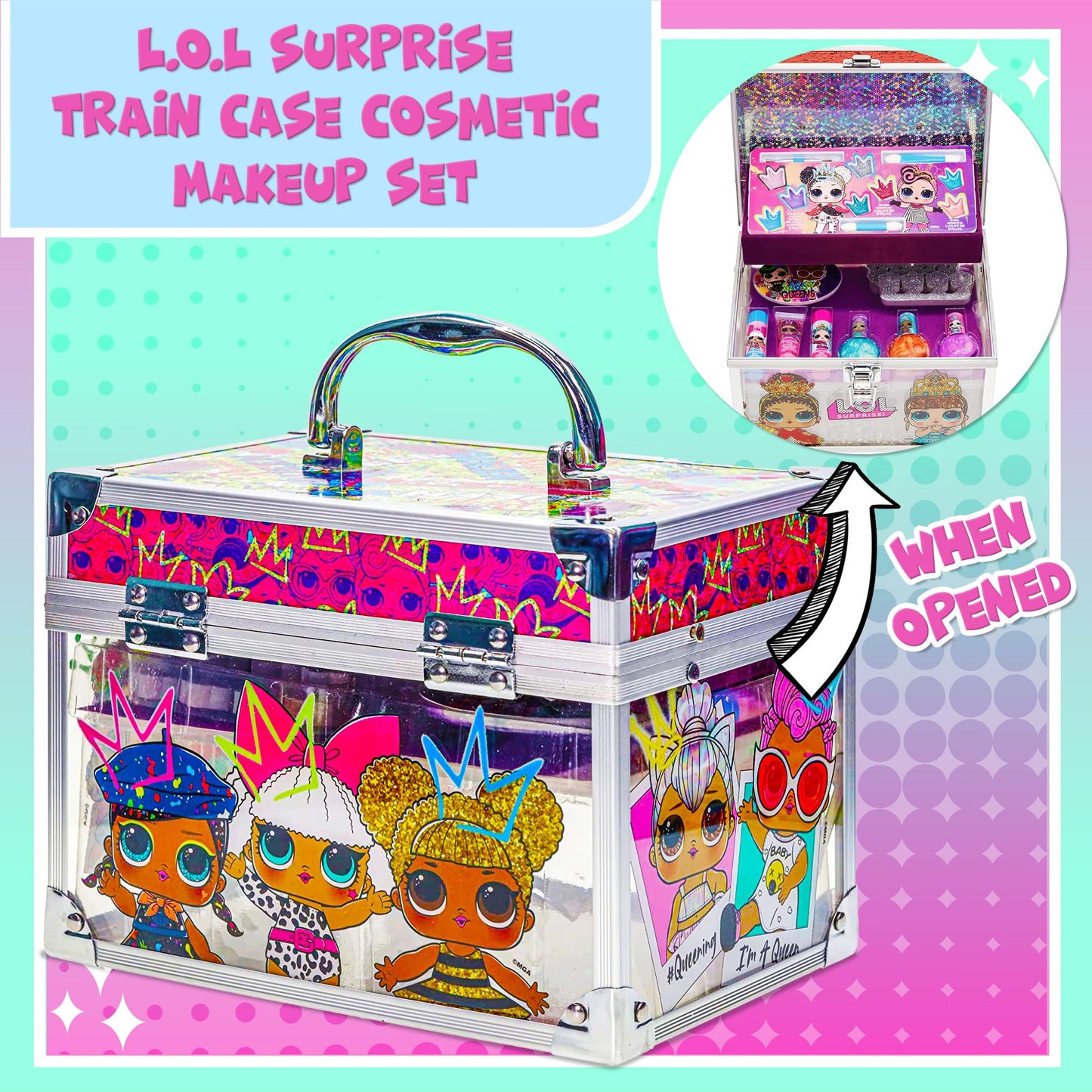 LOL Surprise Kids Makeup Kit for Girls, Real Washable Beauty Toy Makeup Set, Girls Beauty Gift, Play Makeup and Pretend Play Toys Ages 3 and Up, Townley Girl
