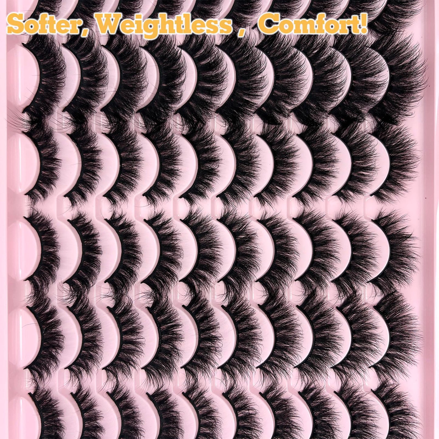 loladook Fake Lashes Mink Cat Eye Fluffy Faux Mink Lashes Wispy 6D Volume Dramatic Long False Eyelashes Multipack 30 Pairs