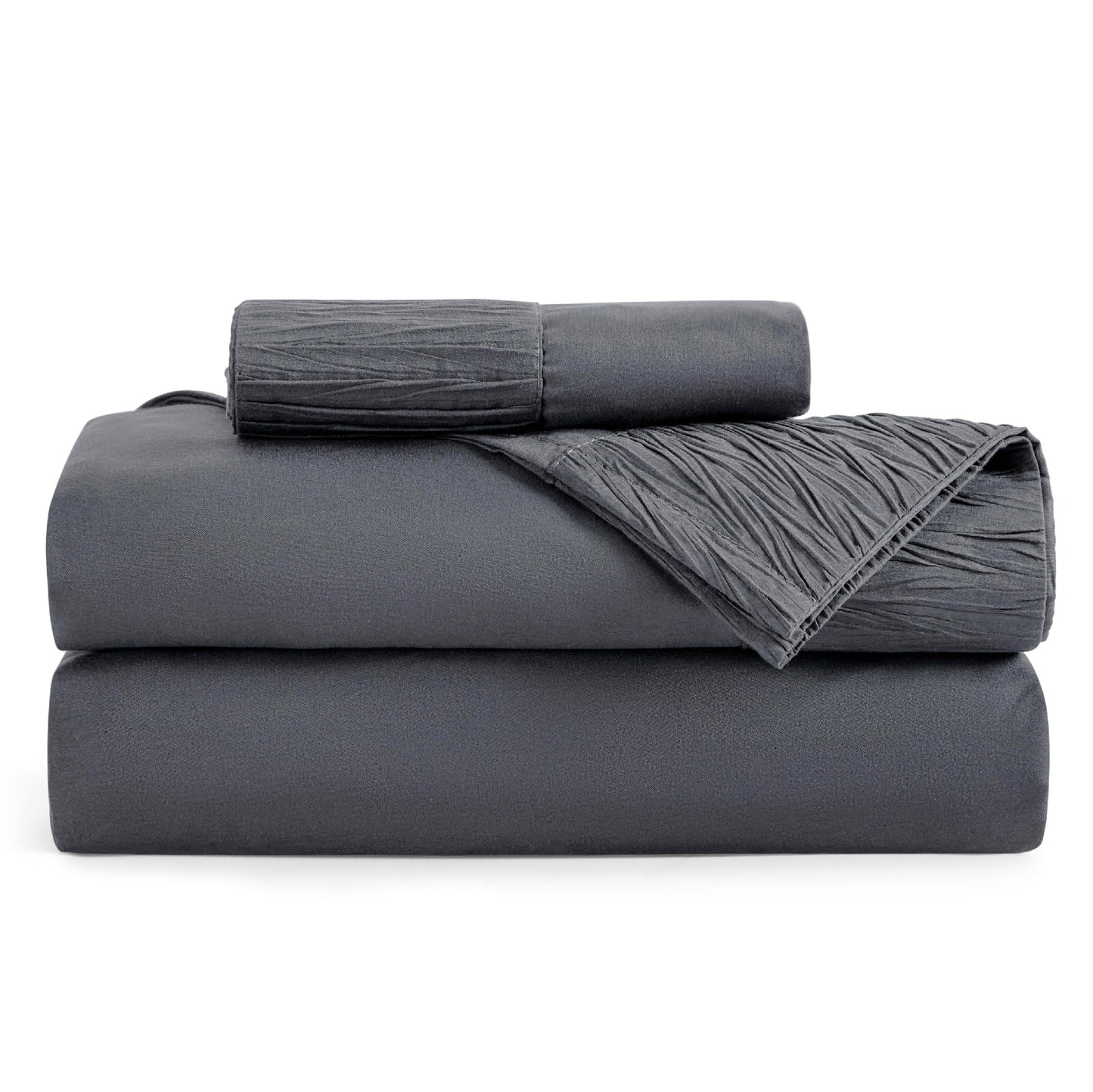 Bedsure Twin Sheets Set Grey - Soft Twin Bed Sheets, 3 Pieces Hotel Luxury Twin Sheets, Easy Care Polyester Microfiber Cooling Bed Sheet Set