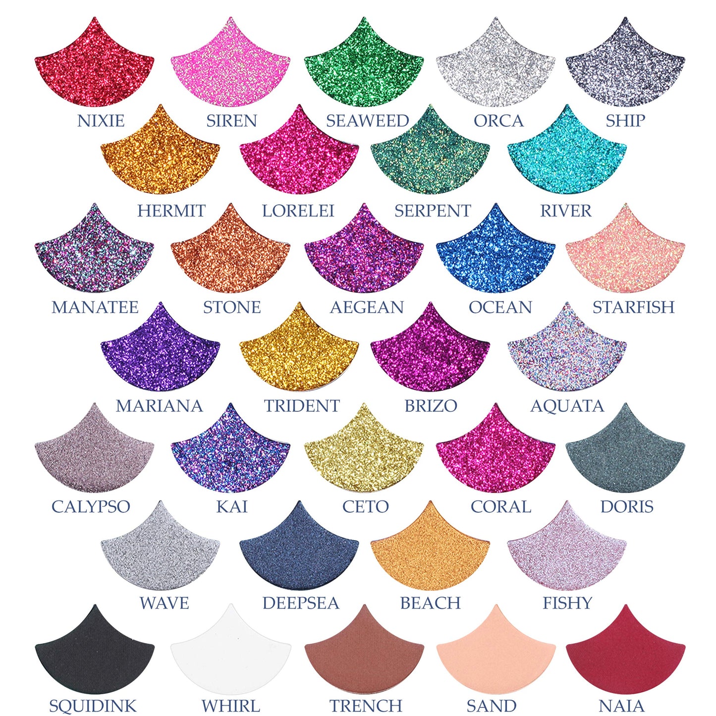 The Original Mermaid Glitter Eyeshadow Palette (32 Colors) - 21 Pressed Glitters, 6 Shimmery & 5 Matte Shades - Highly Pigmented - Waterproof & Long-Lasting (Mermaid)