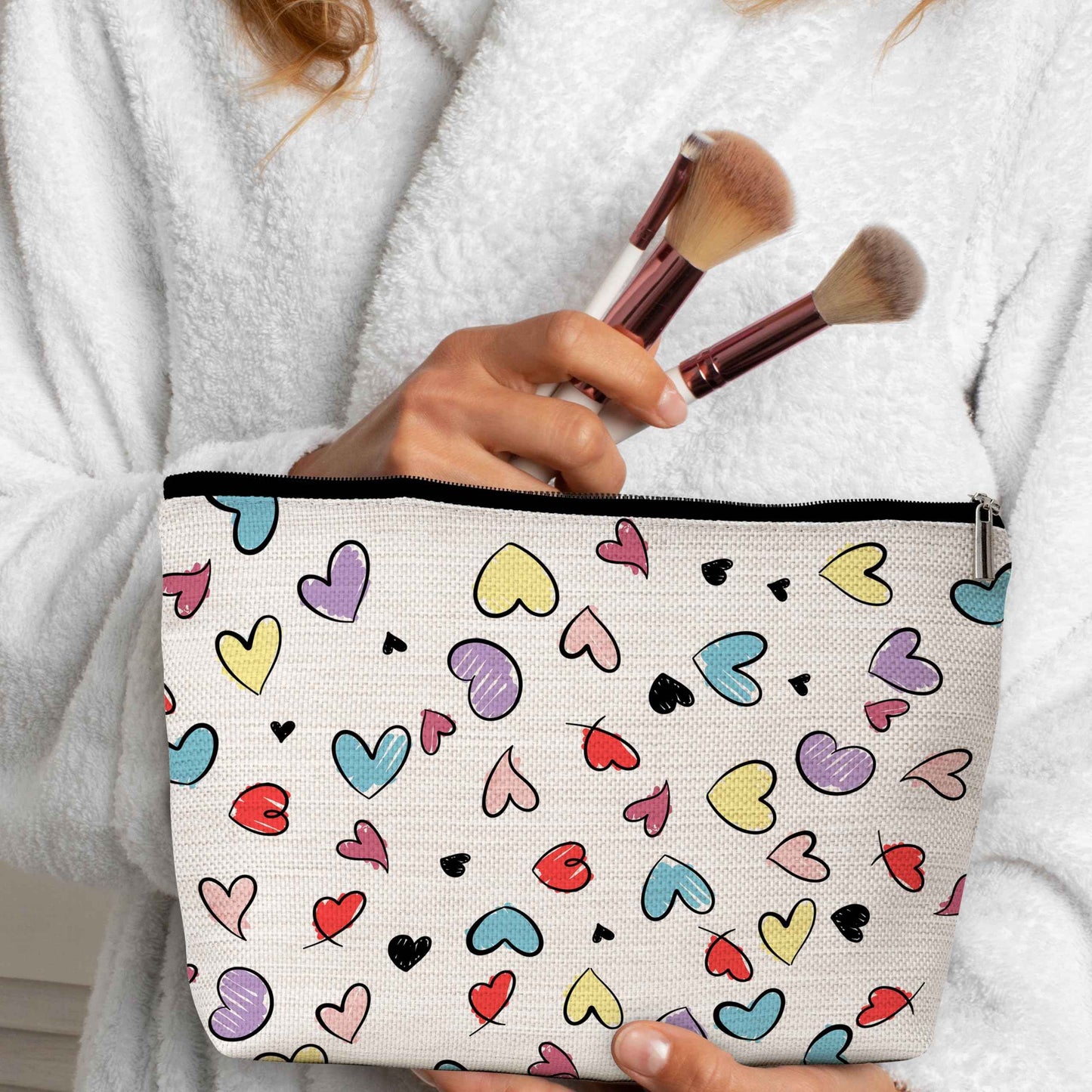 GREOXG Heart Makeup Bag, Small Travel Cosmetic Bag with Zipper, Cute Makeup Pouch Gift Ideas for Women Teen Girls Friends Mom Sisters Teacher Birthday Christmas Wedding Graduation-E23