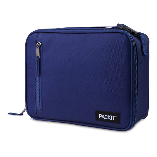 PackIt Freezable Classic Lunch Box, True Blue, Built with EcoFreeze® Technology, Collapsible, Reusable, Zip Closure With Front Pocket and Buckle Handle, For Work Lunches and Fresh Lunch On the Go