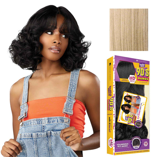 Sensationnel Butta Lace 90Sbangs Wigs - Unit 914 Glueless Wide Deep Part Synthetic Preplucked Hairline (BEIGEBLONDE)