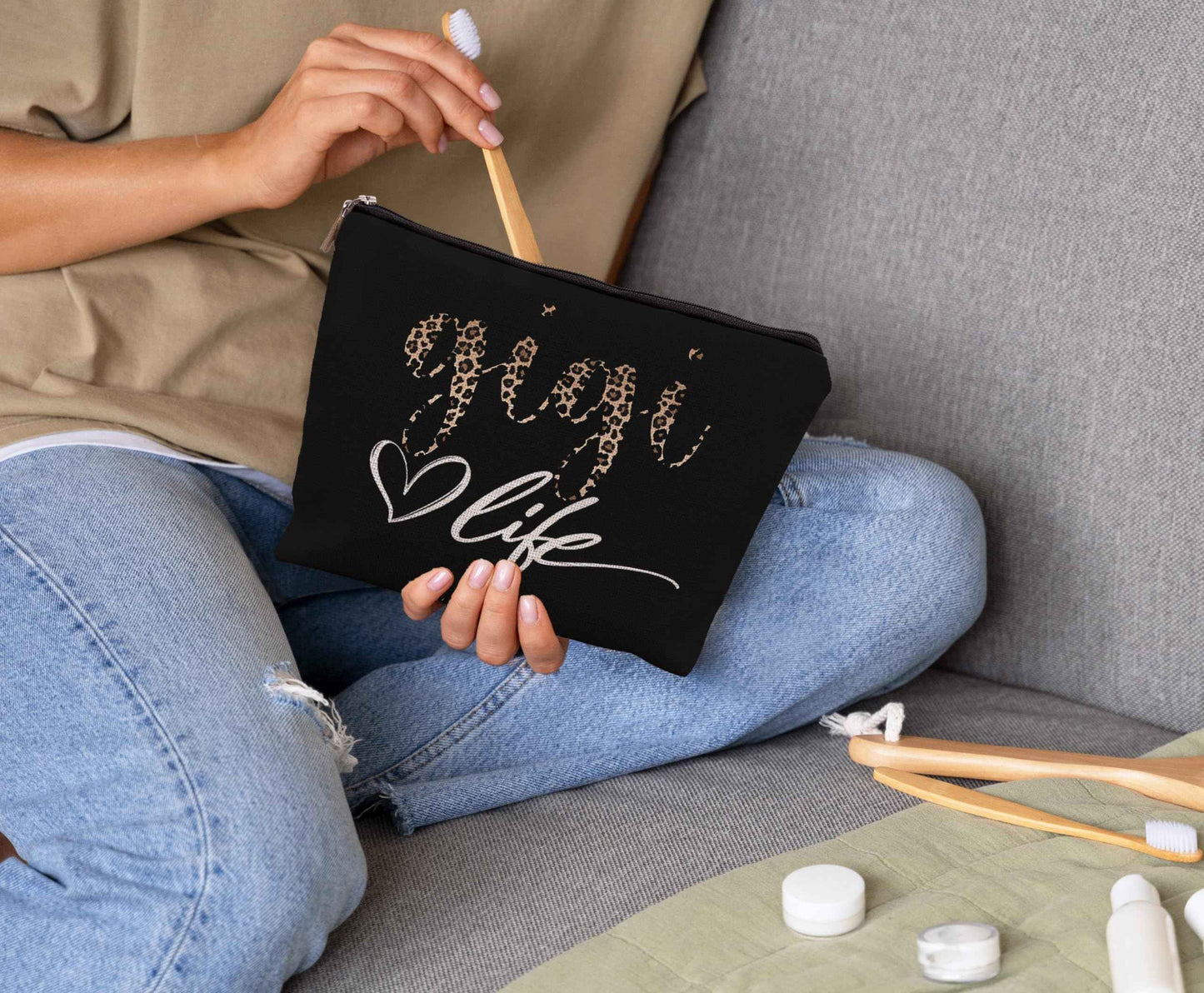 uinwk Gigi Makeup Bag,Gigi Cosmetic Bag,Gigi Gifts For Grandma Gigi,Grandma Gifts From Granddaughter,Grandson