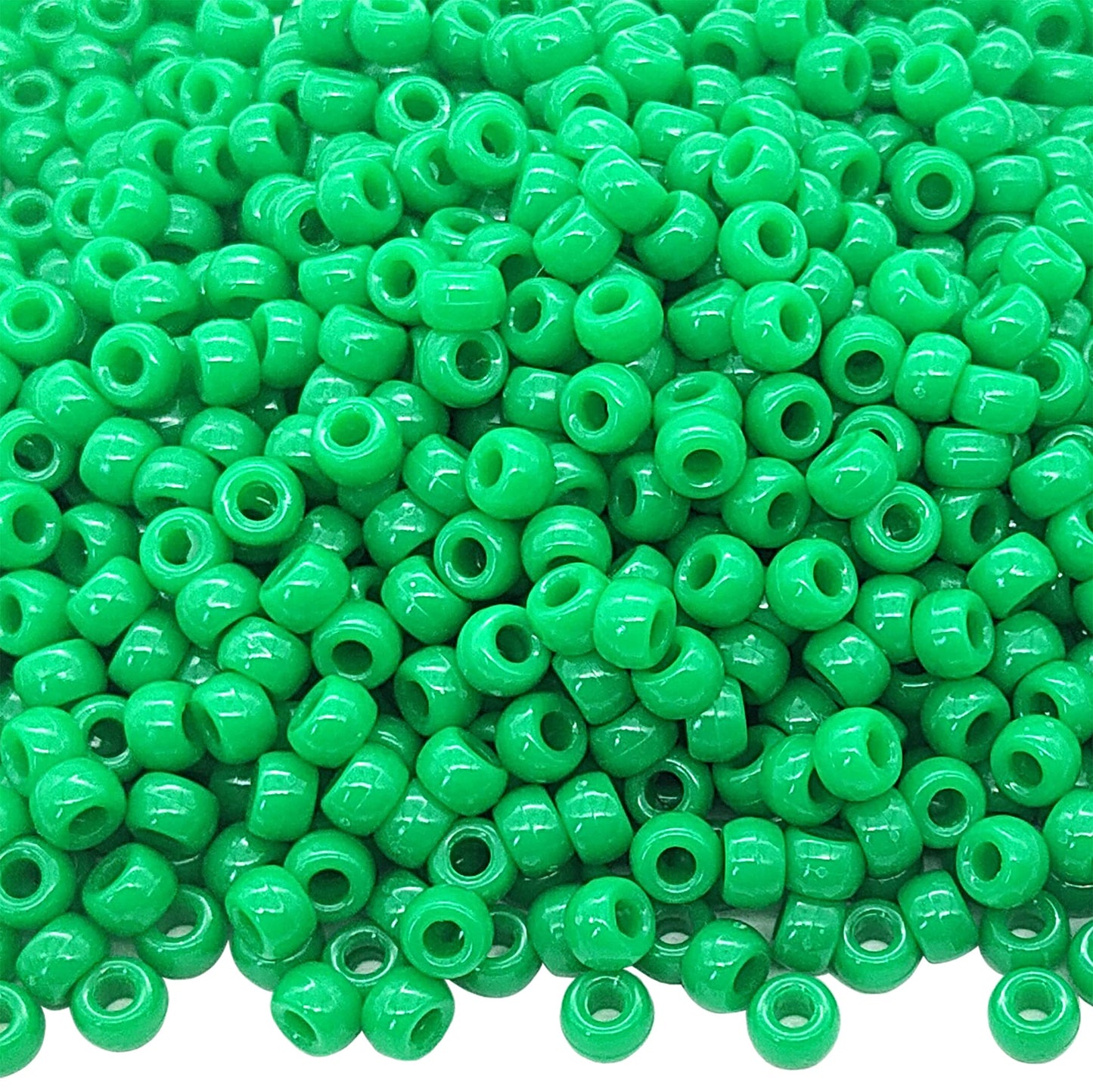 Auvoau 1000Pcs Pony Beads Bracelet 9mm Green Plastic Barrel Pony Beads for Necklace,Hair Beads for Braids for Girls,Key Chain,Jewelry Making (Green)