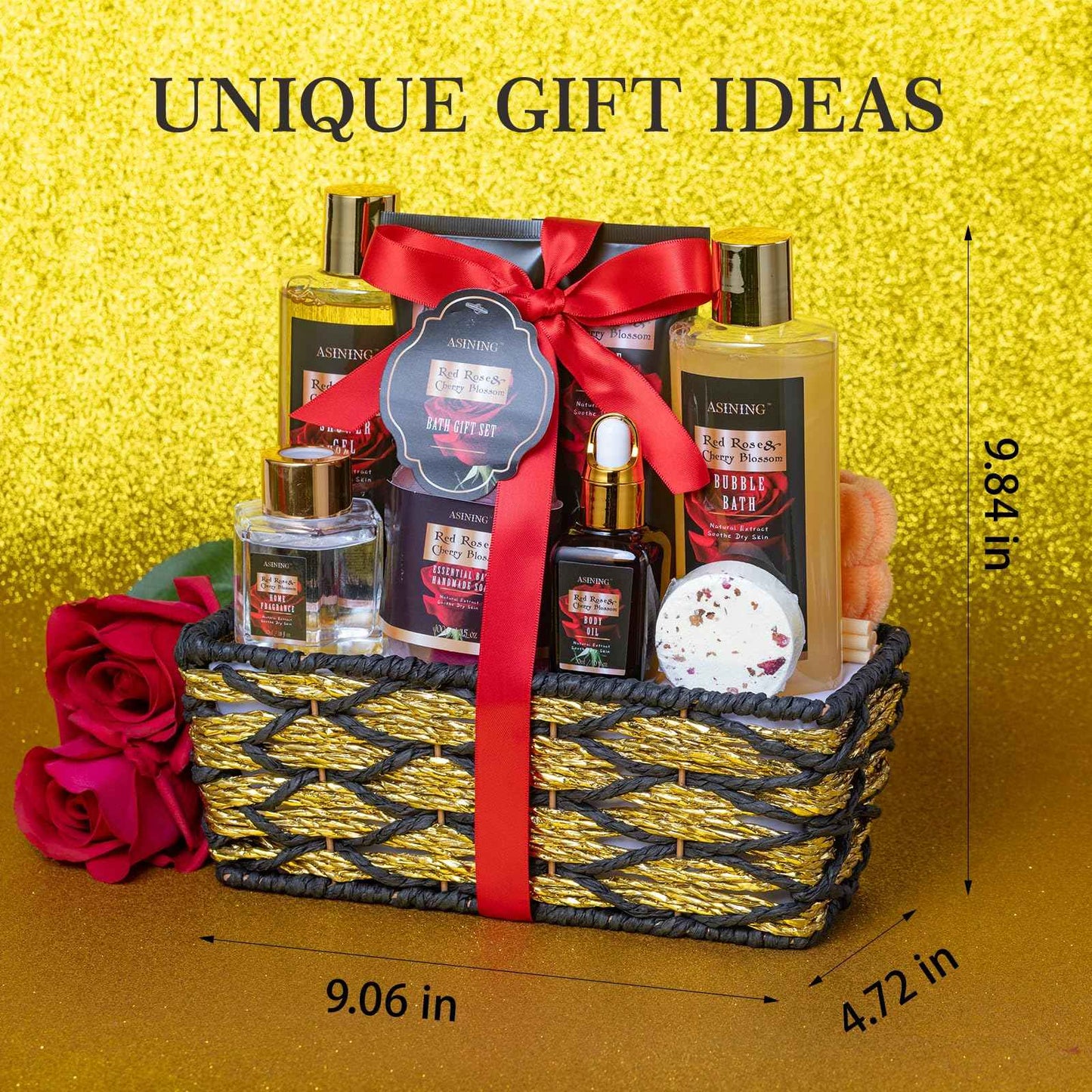 Birthday Gifts for Women, Spa Gift Baskets for Women, 14 Pcs Cherry Blossom & Rose Fragrance Spa Gifts for Mothers Day Gifts, Birthday Gifts for Wife, Self Care Kit