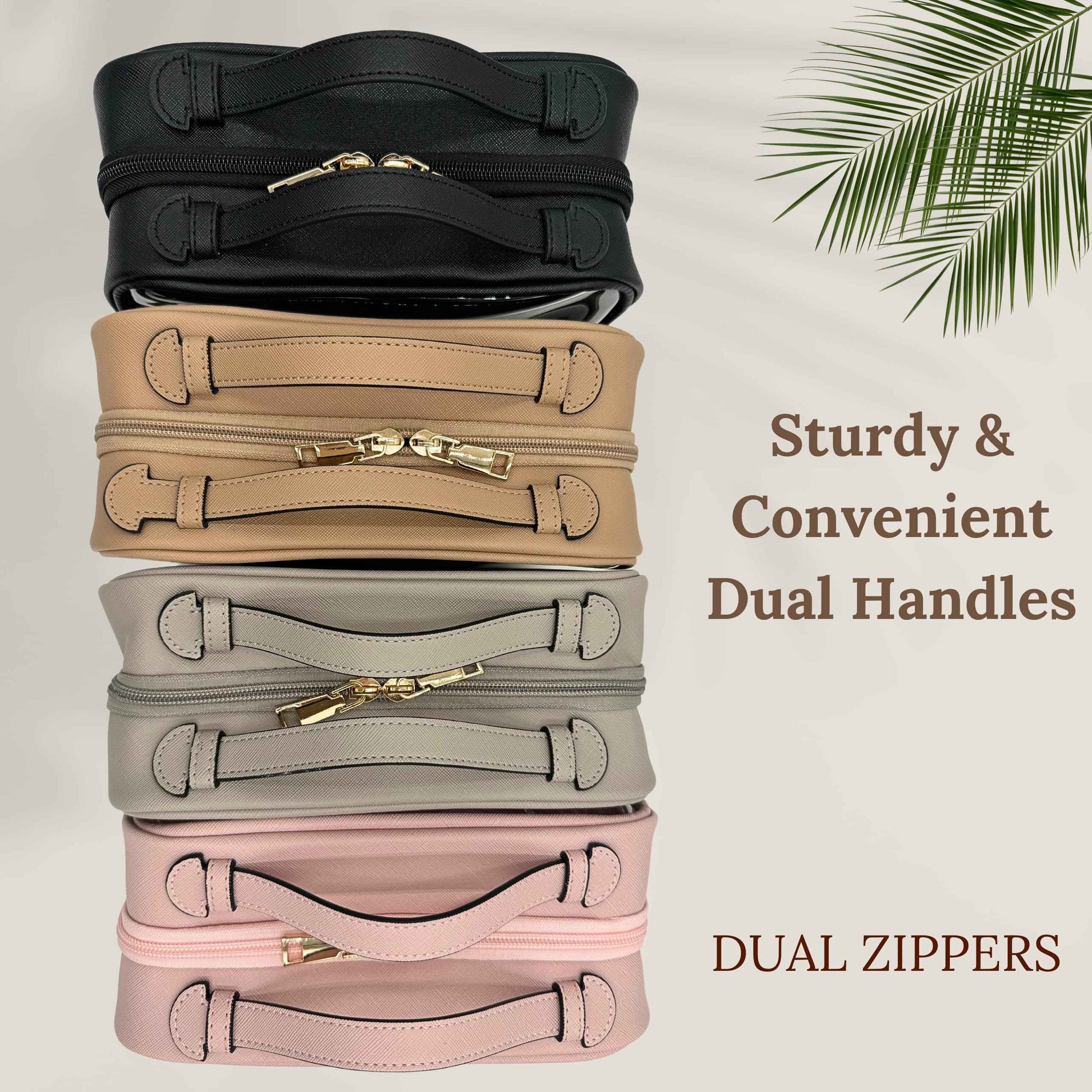 JAZD Clear Makeup Bag Toiletry Bag for Women Cosmetic Case Large Capacity Travel Make Up Bag Organizer Transparent Storage Compartment TSA Approved (BEIGE)