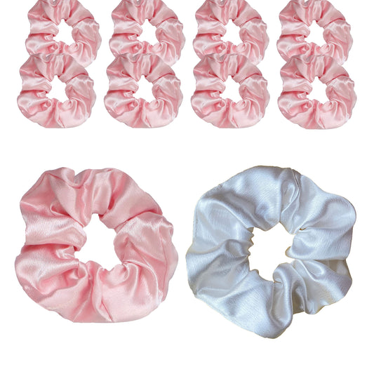 PartyGifts&Beyond 10Packs Bridesmaid Gifts Scrunchies Bride Hair Ties Bachelorette Party Favors Hair Decorations(Pink)