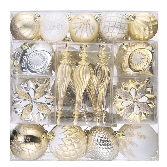 Valery Madelyn Ornaments for Christmas Trees, 130ct White and Gold Shatterproof Christmas Tree Decorations, Elegant Hanging Ball Ornaments Bulk for Xmas Holiday Decor