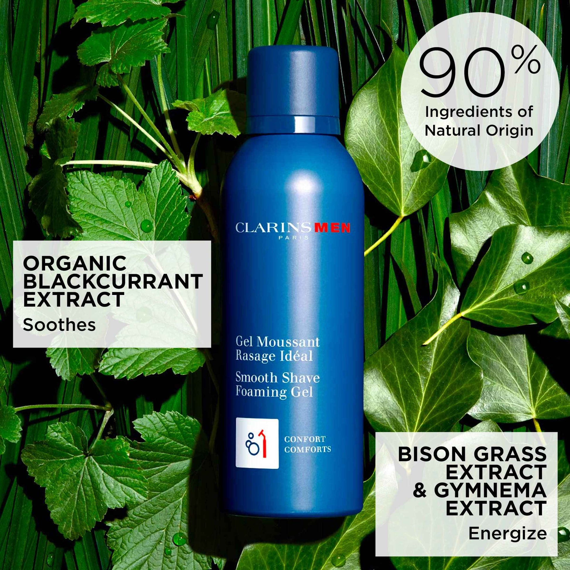 CLARINSMEN Smooth Shave Foaming Gel | Moisturizing Shave Gel for Men| Soothes and Softens| Energizes Skin| Conditions Beard Hair | Helps Protect Against Irritation and Razor Burn | 5.0 Ounces