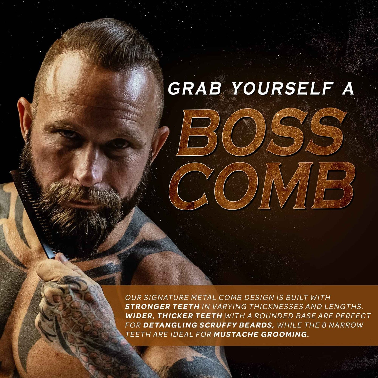 Bossman Men's Grooming Kit: Metal Comb and Beard Oil Jelly