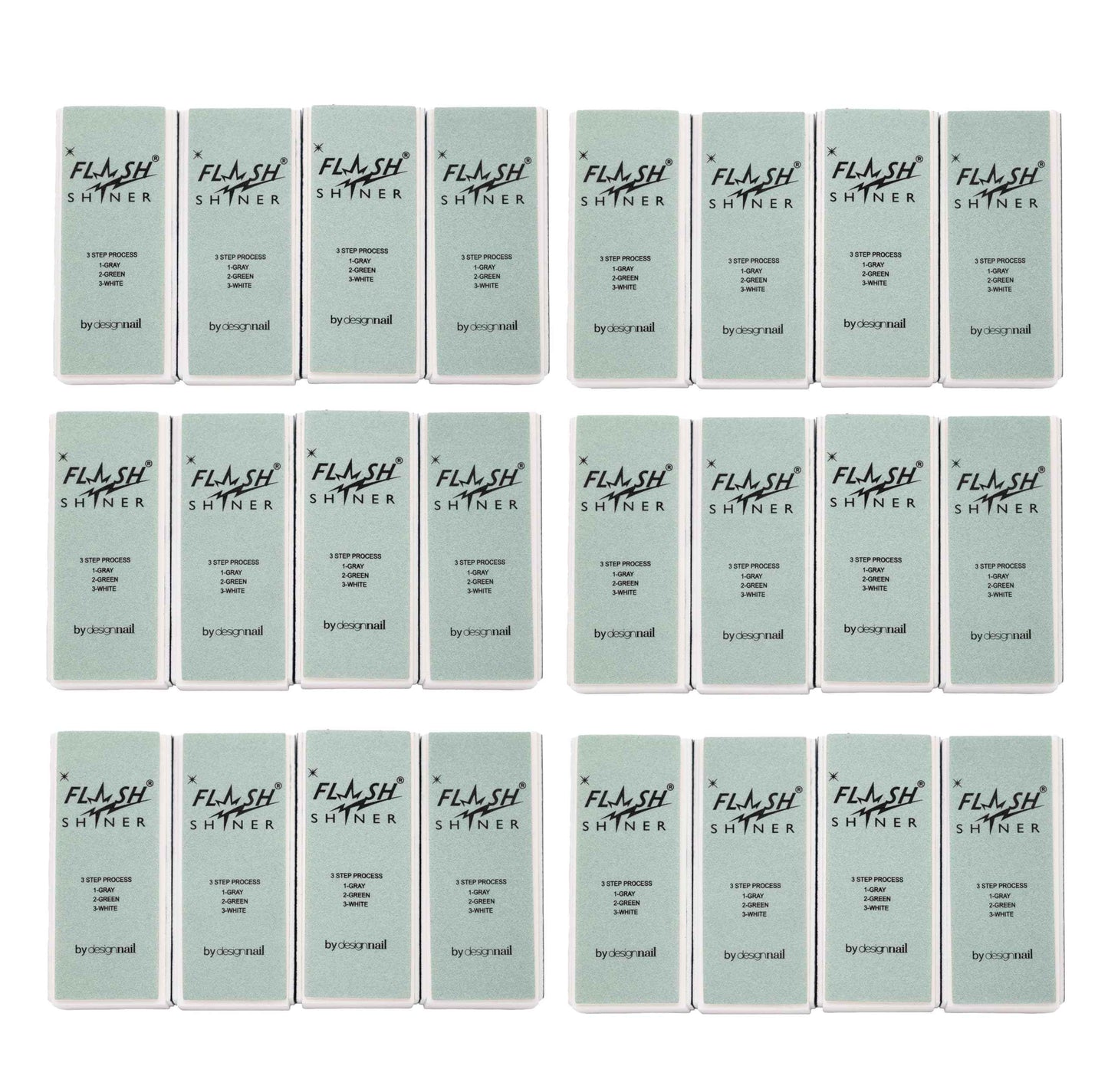 Design Nail Flash Shiner Nail Buffer 3 Ways – Pack of 24 – Professional 3-Step Nail Buffer Blocks – Smooth, Condition & Shine – Natural Nail Polisher for Salon or Home Use
