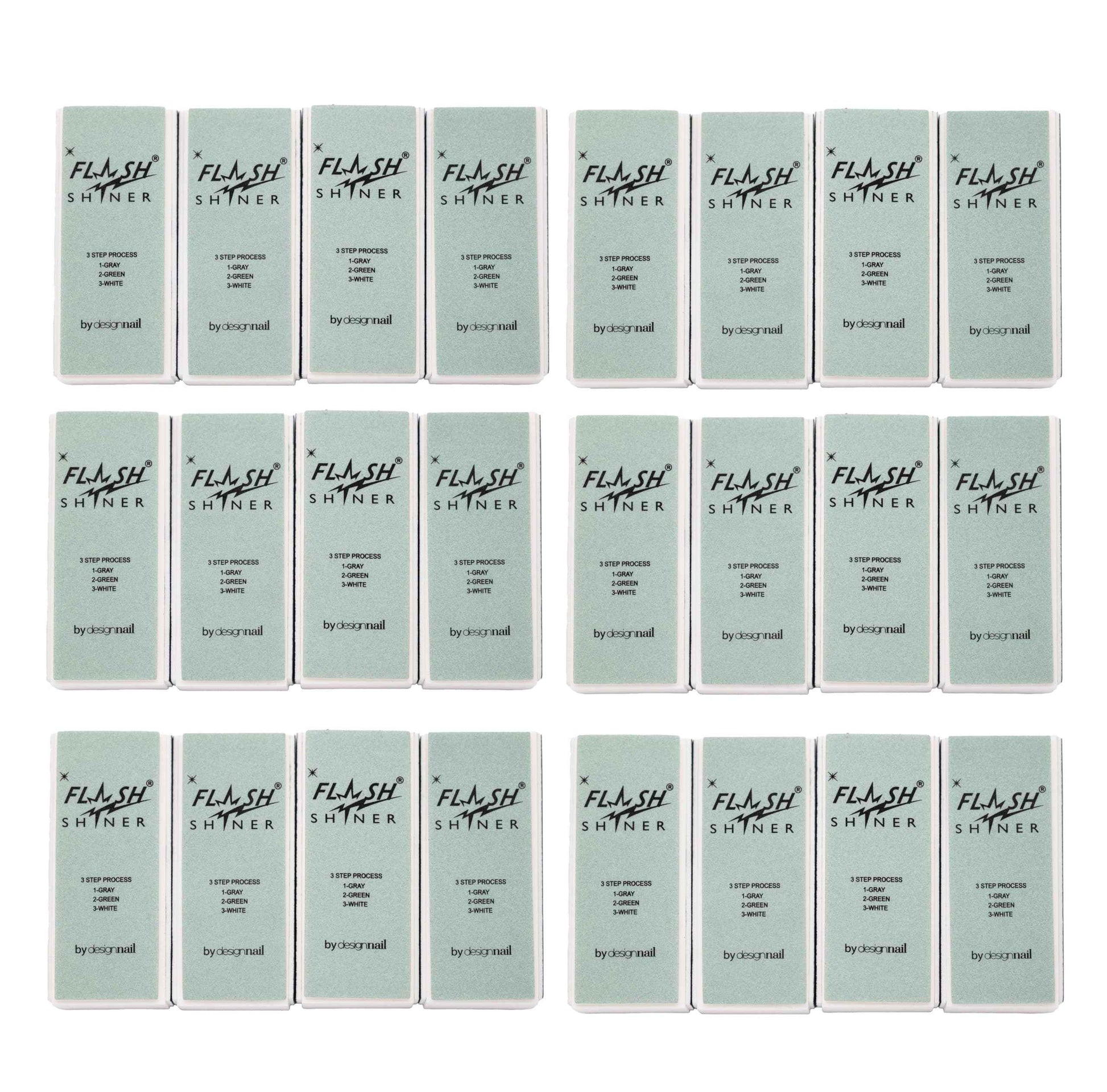 Design Nail Flash Shiner Nail Buffer 3 Ways – Pack of 24 – Professional 3-Step Nail Buffer Blocks – Smooth, Condition & Shine – Natural Nail Polisher for Salon or Home Use
