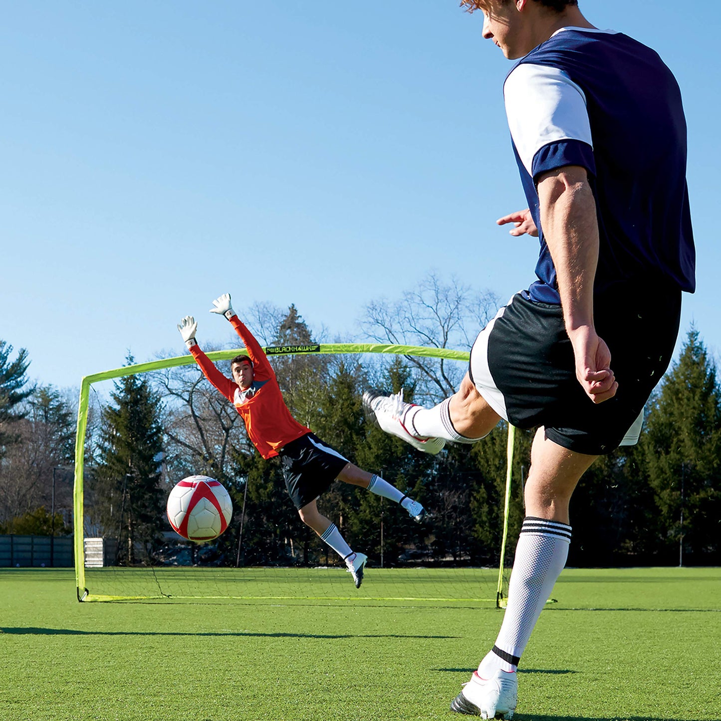 Franklin Sports Blackhawk Portable Soccer Goal, 12' x 6.5', Optic Yellow - Durable Fiberglass, All-Weather Netting, Pop Up, Folding, Official Size, Includes Tie-Down Stakes & Carry Bag