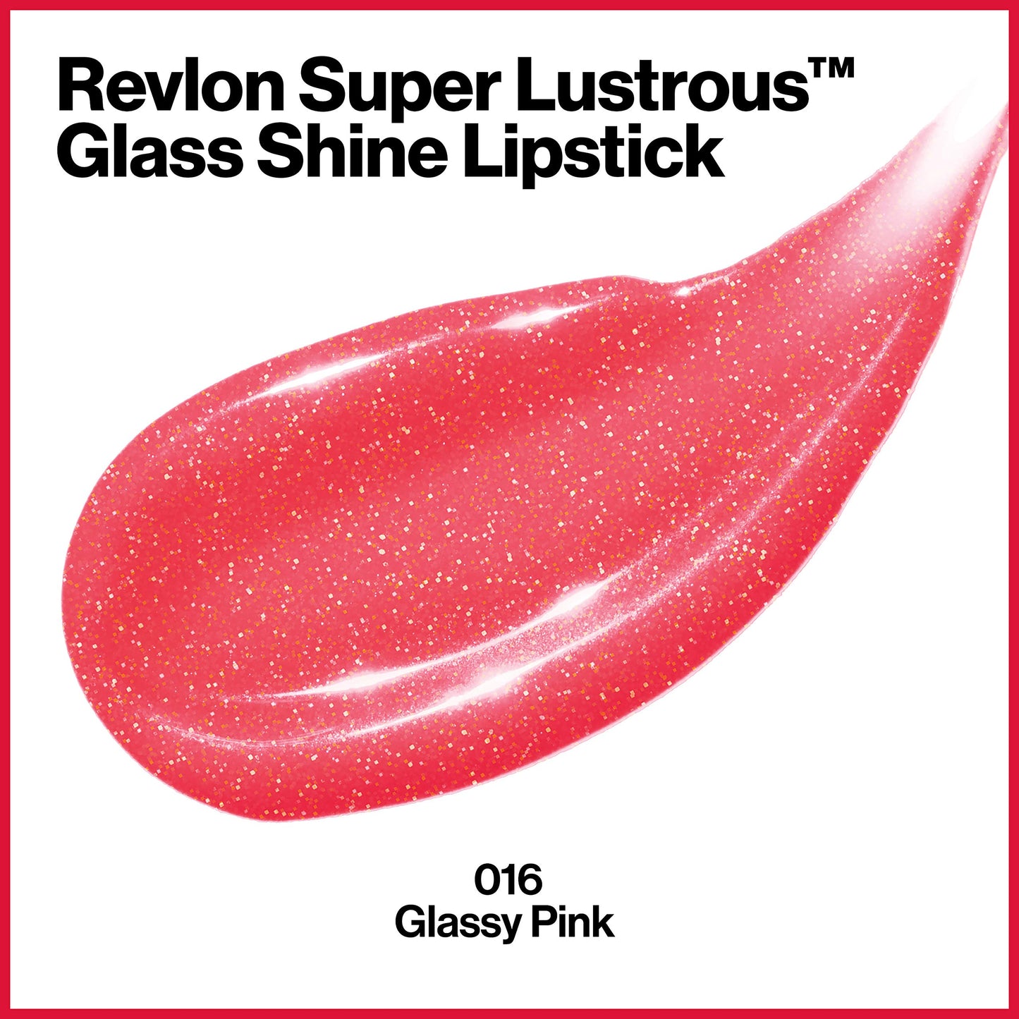 Revlon Super Lustrous Glass Shine Lipstick, Flawless Moisturizing Lip Color with Aloe, Hyaluronic Acid and Rose Quartz, Glassy Pink (016), 0.15 oz