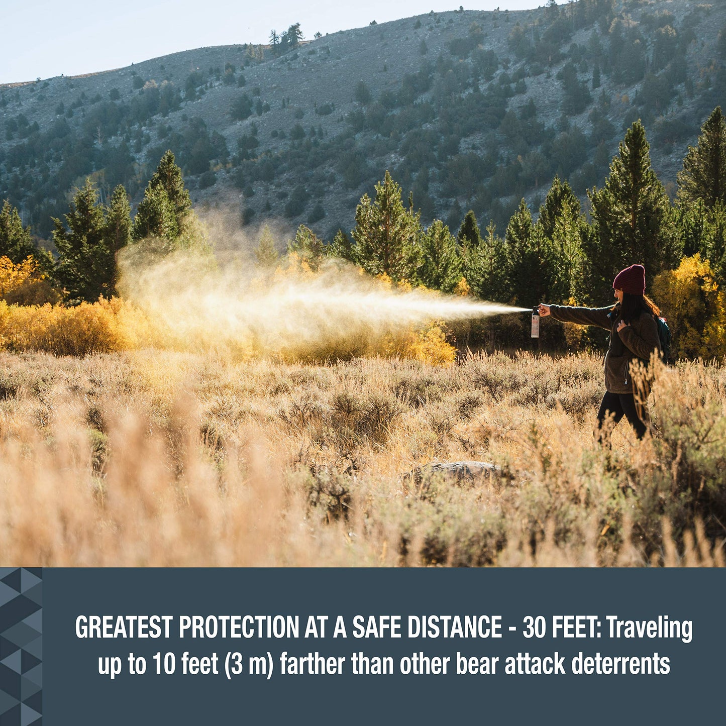 SABRE Frontiersman 7.9 fl oz. Bear Spray, Maximum Strength 2.0% Major Capsaicinoids, Powerful 30 ft. Range Bear Deterrent, Outdoor Camping & Hiking Protection, Quick Draw Holster & Multipack Options