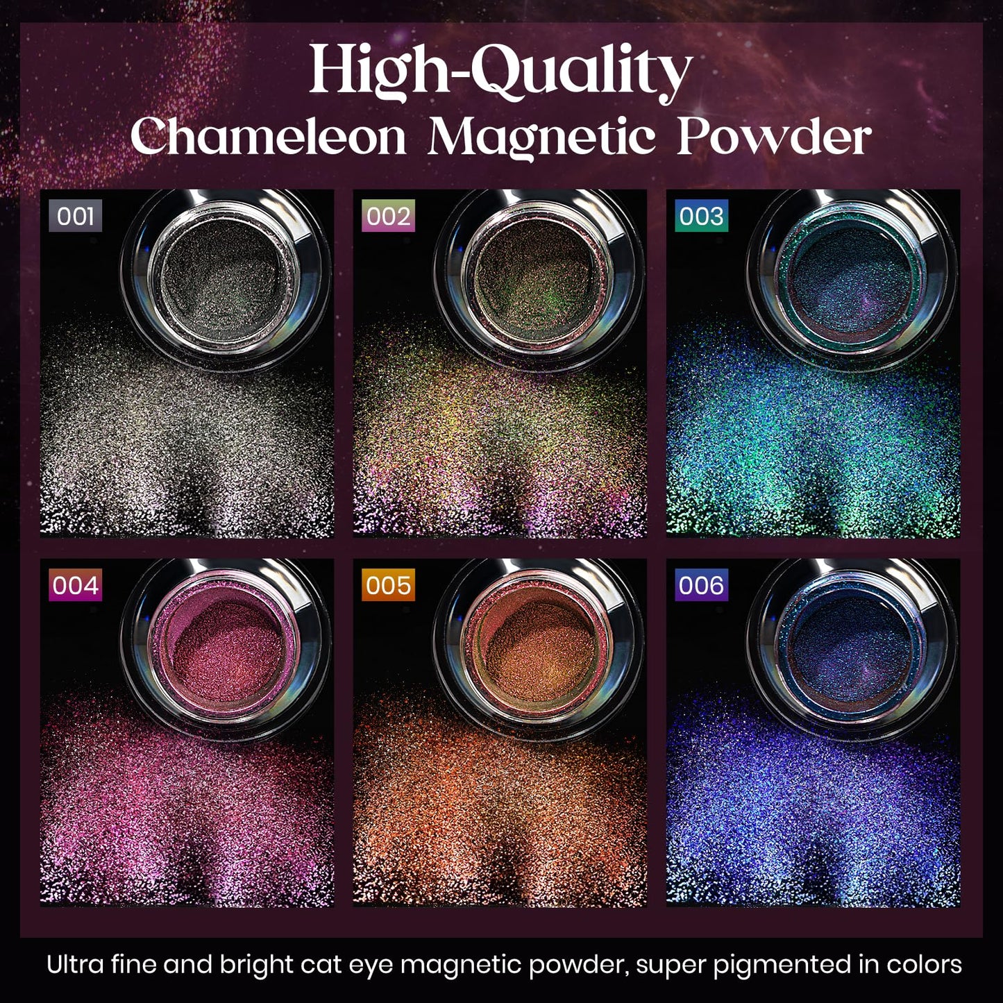 MIZHSE 9D Cat Eye Chrome Nail Powder Mirror Effect Pink Magnetic Glitter Pigment Powder for Gel Nails Chameleon Cateye Magic Galaxy Nail Art Powder with Magnet