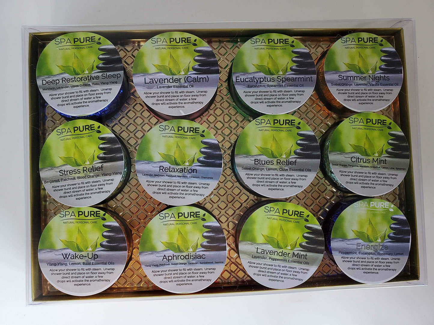 Spa Pure Shower Bombs:Rejuvenating Steamers and Aromatherapy Tablets, Bomb, and Vaporizing Steamer Soothers Bath Melt For Women, Men, All Natural Organic Large Cosmetic Fizzies That Wow (12 Pack)