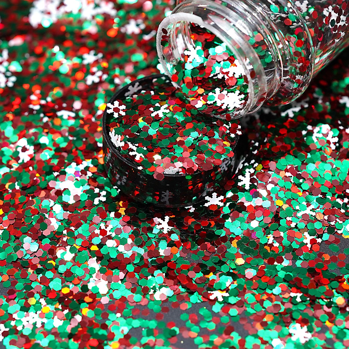 Christmas Nail Sequins,100g Christmas Glitter, Cosmetic Craft Holographic Glitter for Epoxy Resin, Laser Snowflake Christmas Tree Flakesfor Festival Nail Art Design or Make Up, Festival Decor（SD-10）