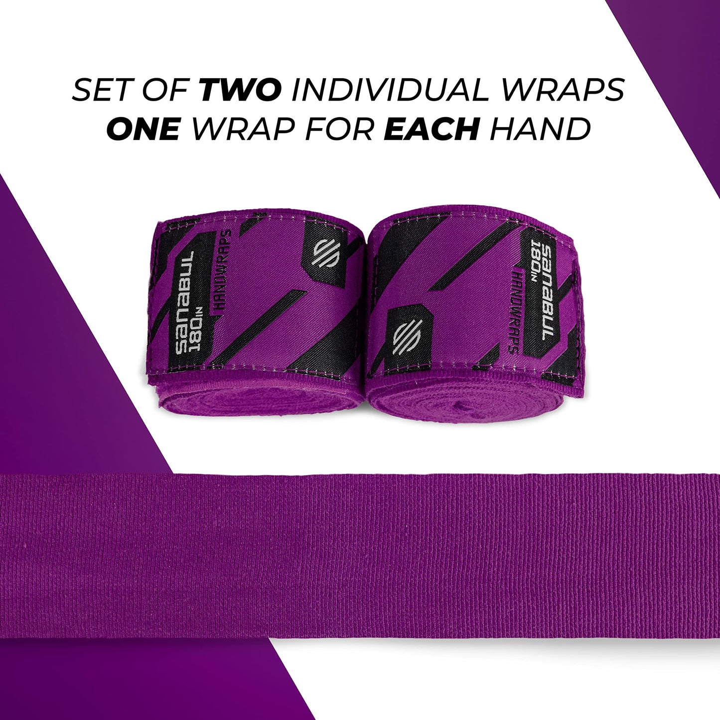 Sanabul Elastic 180 inch Boxing Handwraps | Boxing Gloves Muay Thai MMA Boxing Hand Wraps | Purple, 180"