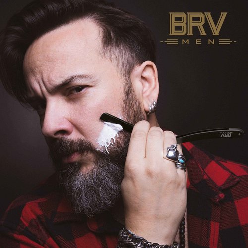BRV MEN Professional Straight Edge Barber Razor w/ 100 Single Edge Razor Blades | Straight Razors for Men | Barbershop Accessories | Mens Shaving Knife & Shavette - Black