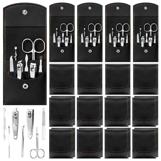 Lasnten 24 Set Christmas Manicure Set Bulk Nail Clippers Grooming Nail Kit Stainless Steel Professional Pedicure Kit Pedicure Tools with Travel Case Gifts for Xmas Men Women(7 in 1,Black)