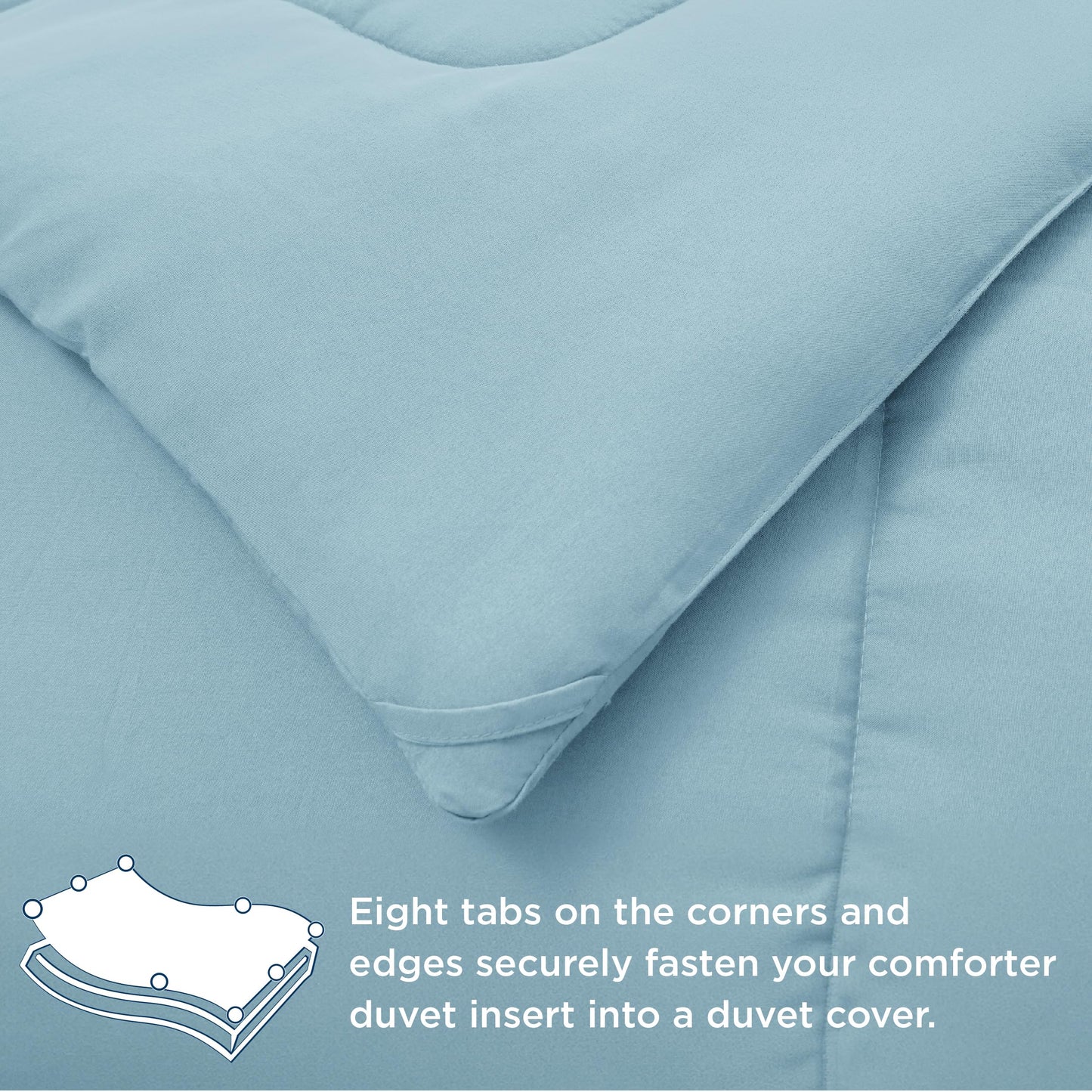 Bedsure Comforter Duvet Insert - Quilted Comforters King Size, All Season Duvet, Down Alternative Bedding Comforter with Tabs(Light Blue,King 90"x102")