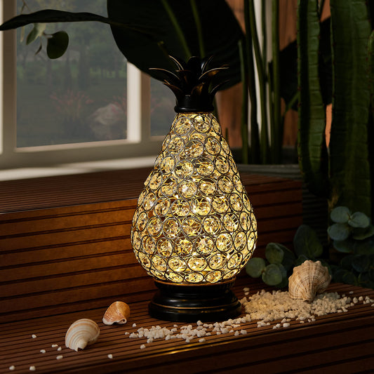 MOZEAL Extra Large Crystal Pineapple Lamp,13 in Lantern Decorative,IP44 Waterproof,6 Hours Timer,Battery Operated,As a Gift,for Farmhouse/Garden/Outdoor/Patio/Porch/Table/Backyard/Mantle Decor