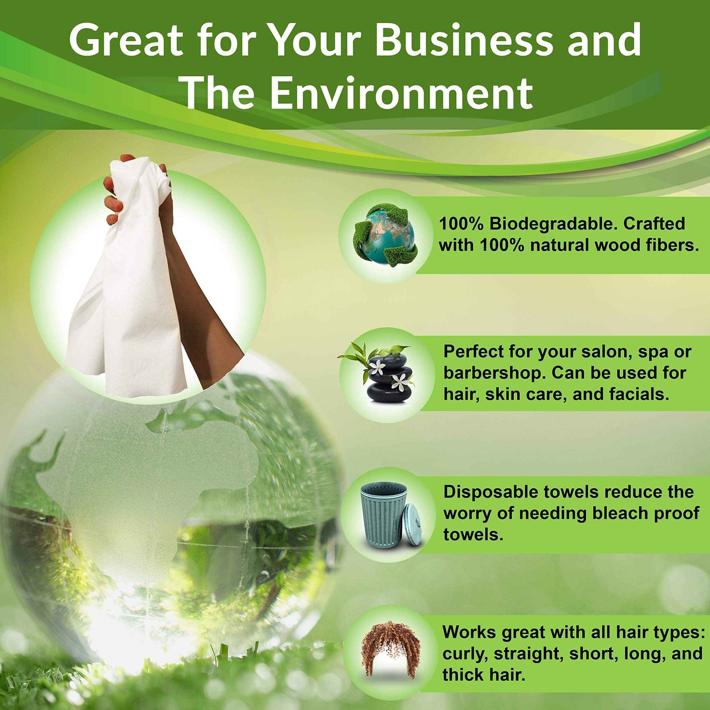 FRAMAR Biodegradable Salon Towels for Hair Stylist – Hair Towels for Women, Disposable Towel, Salon Towel, for Spa, Barber, Gym, Super Absorbent and Extra Soft – 50 Count