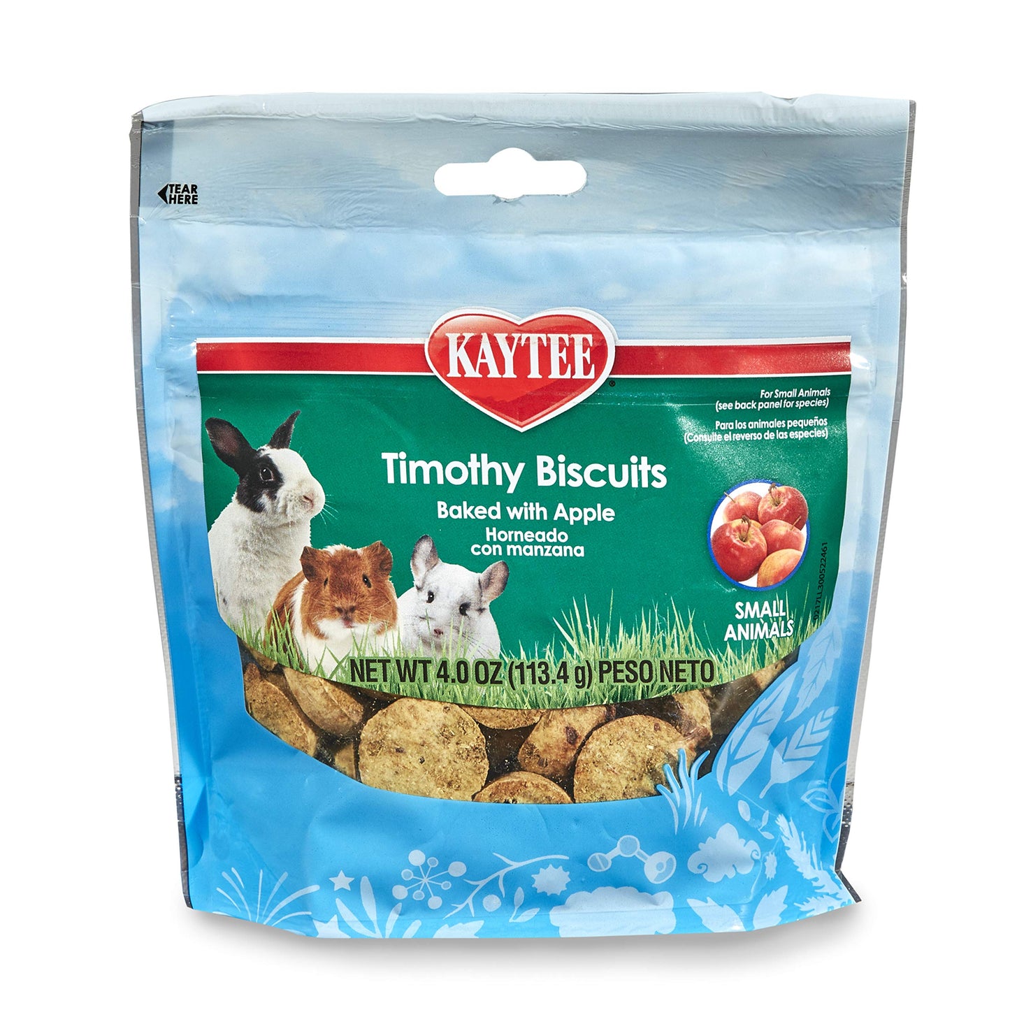 Kaytee Timothy Biscuits Baked Treat for Pet Guinea Pigs, Rabbits & Other Small Animals, Apple, 4 oz (Pack of 2)