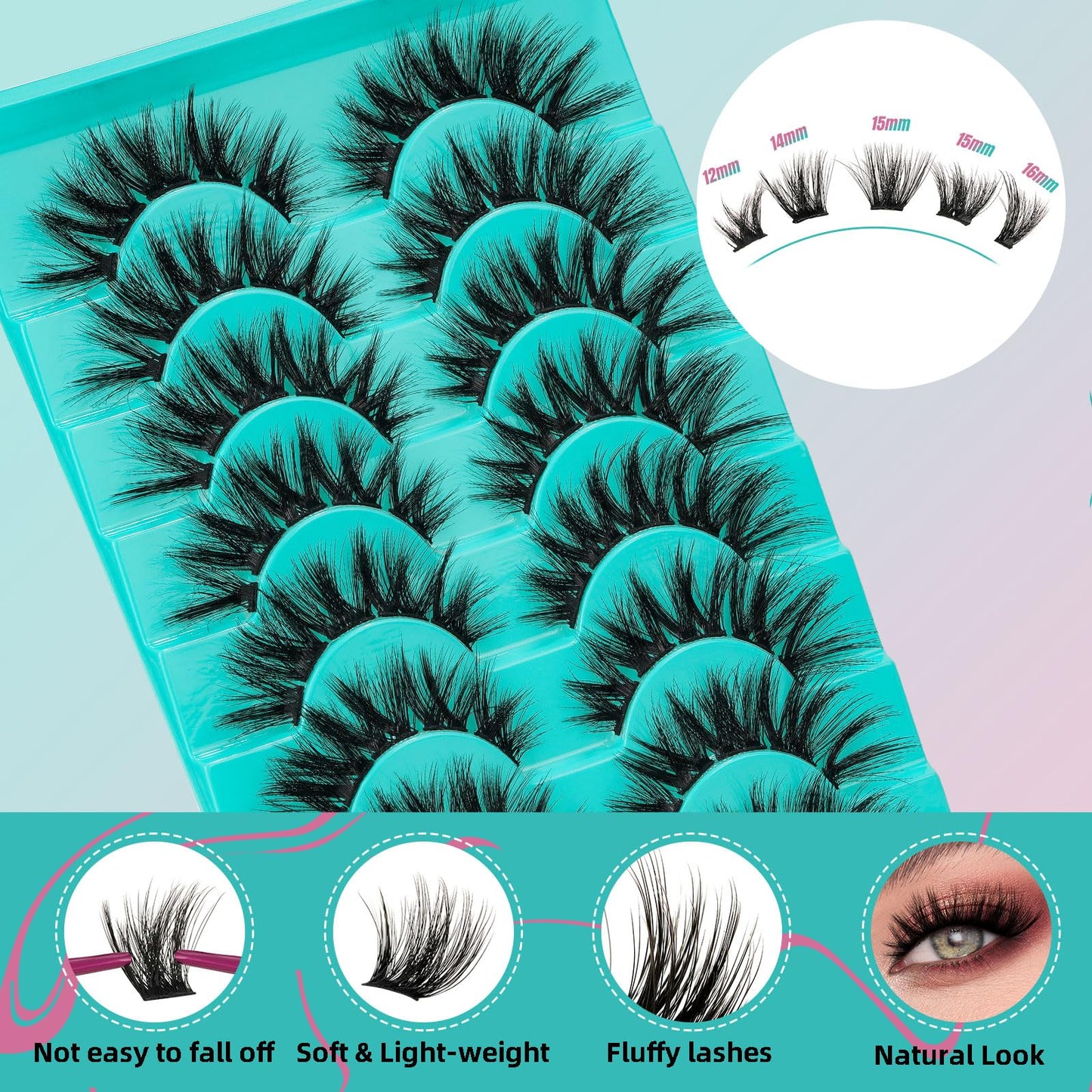 Lash Clusters 10 Pairs Cluster Lashes Wispy 3D Eyelash Clusters D Curl Fluffy Diy Lash Extensions at Home Natural Individual Lashes Cluster False Eyelashes(Luxe,11-15mm)