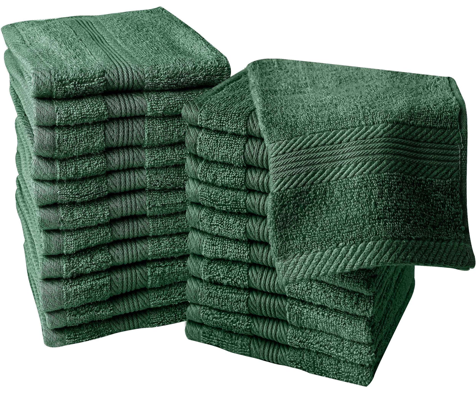 Linteum Textile Supply Premium 13x13 Washcloth (Hunter Green) – 100% Ring Spun Cotton Zero Twist Towels | Absorbent, Quick Dry, Durable for Bathroom, Spa, Gym (12 Pack)