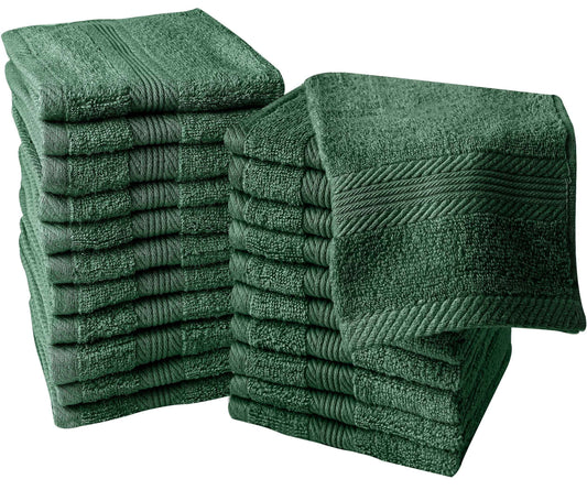 Linteum Textile Supply Premium 13x13 Washcloth (Hunter Green) – 100% Ring Spun Cotton Zero Twist Towels | Absorbent, Quick Dry, Durable for Bathroom, Spa, Gym (12 Pack)